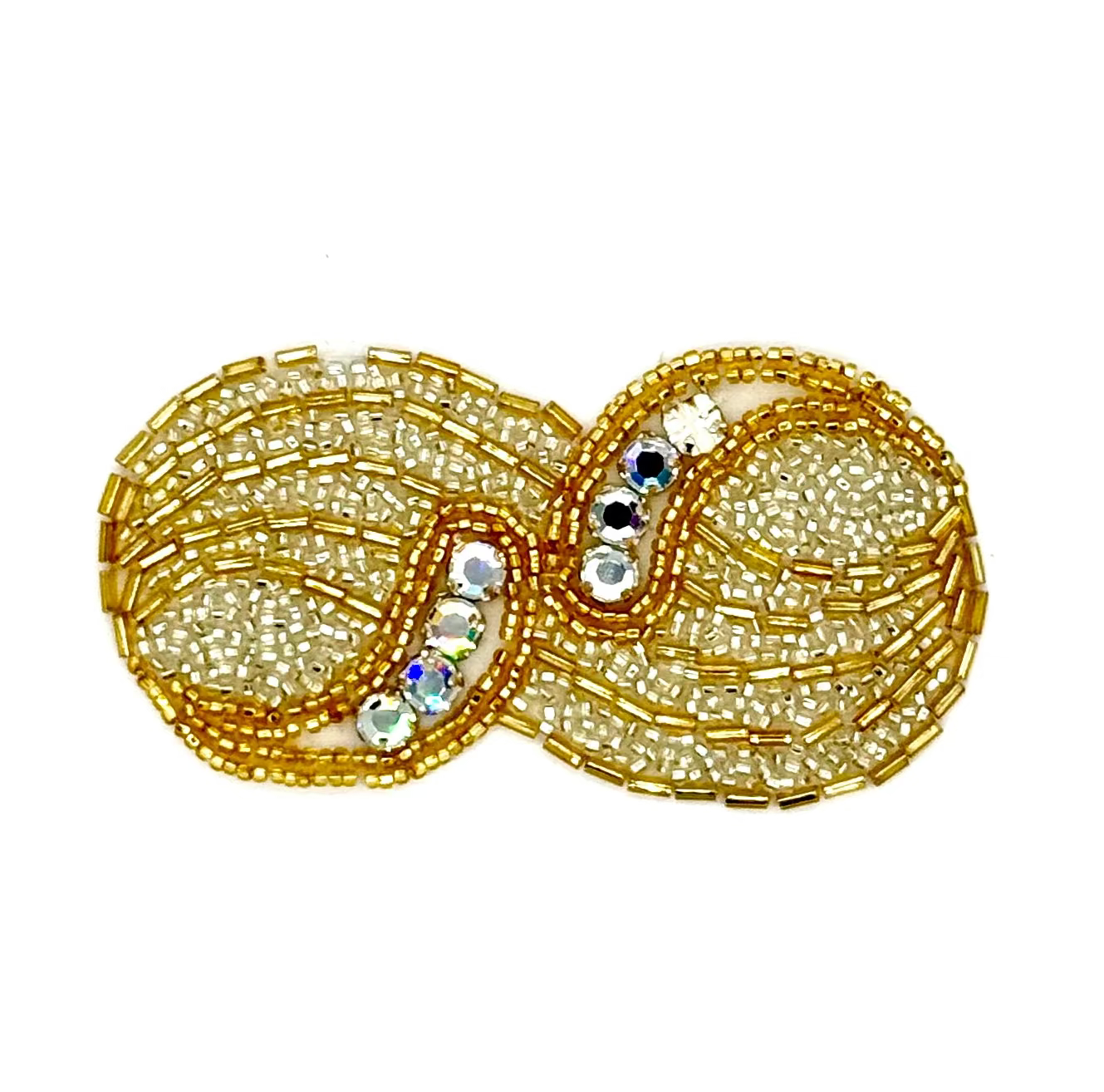 Designer Motif - Gold Sequins/Beads - 8 Rhinestones 4" x 2"