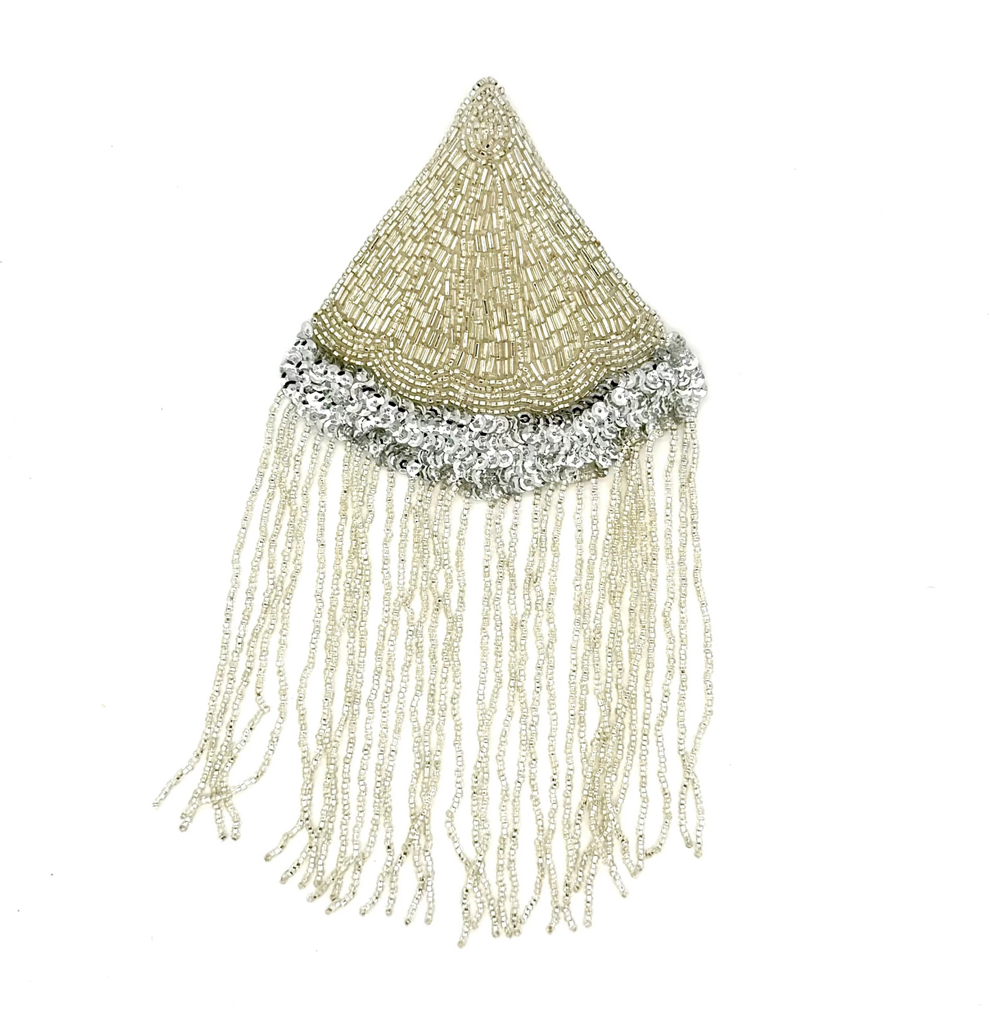 Epaulet - Silver Sequins/Beads 9" x 5"