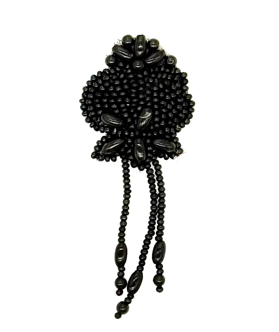 Epaulet - Black Beads 3.5" x 1.5"