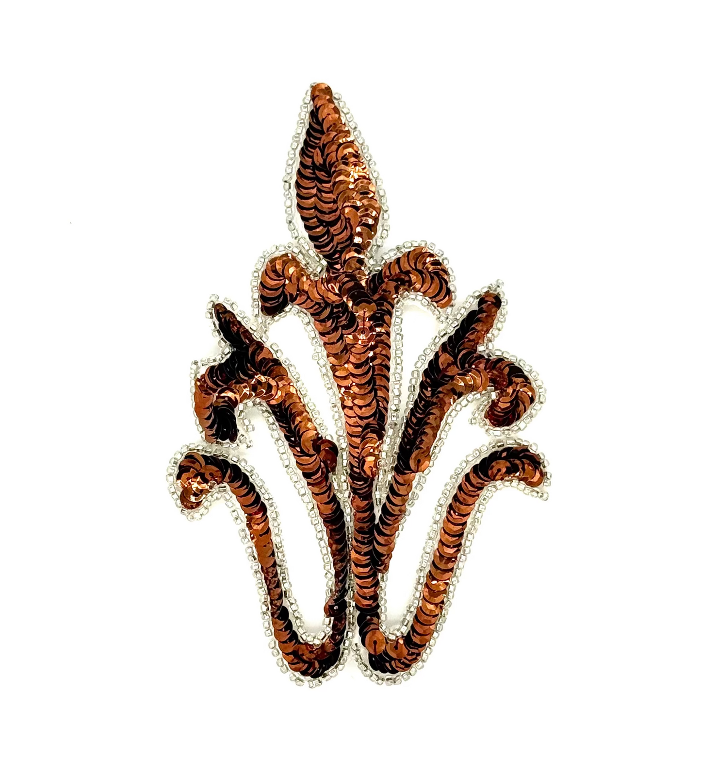 Designer Motif - Bronze Sequins - Silver Beads 6" x 4"