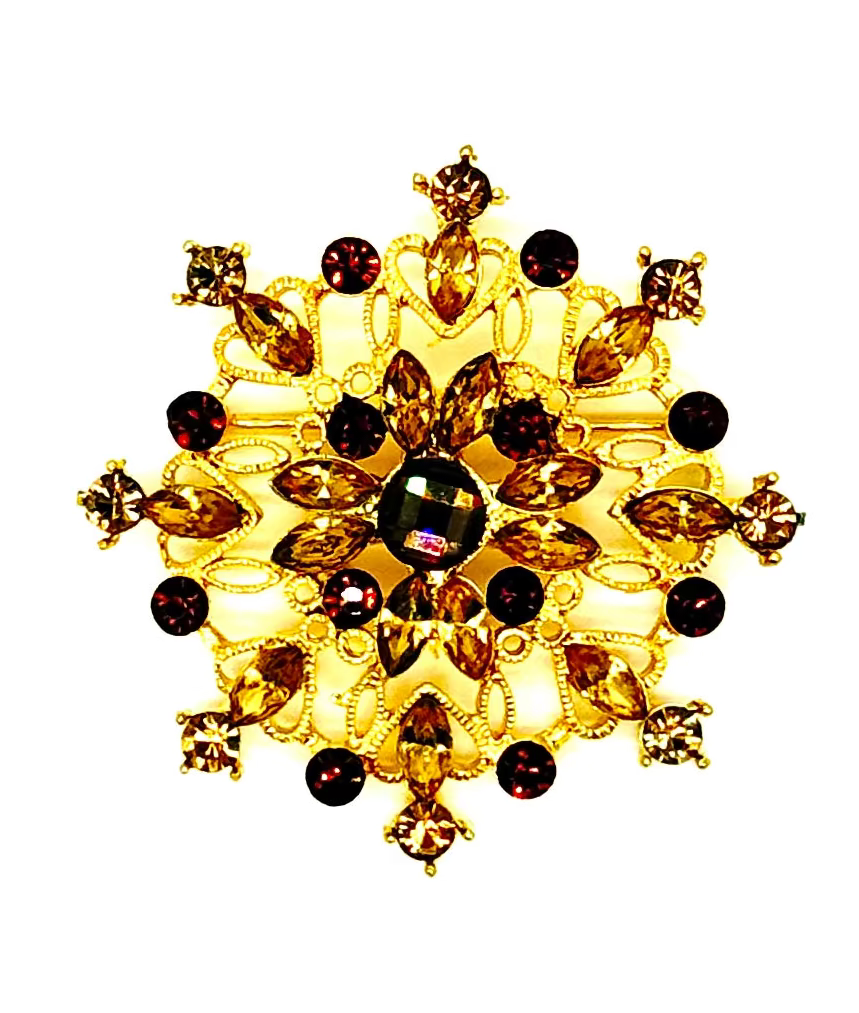 Pin de adorno de fantasía con diseño de imitación de joyas - Pedrería dorada/bronce de 7,6 cm