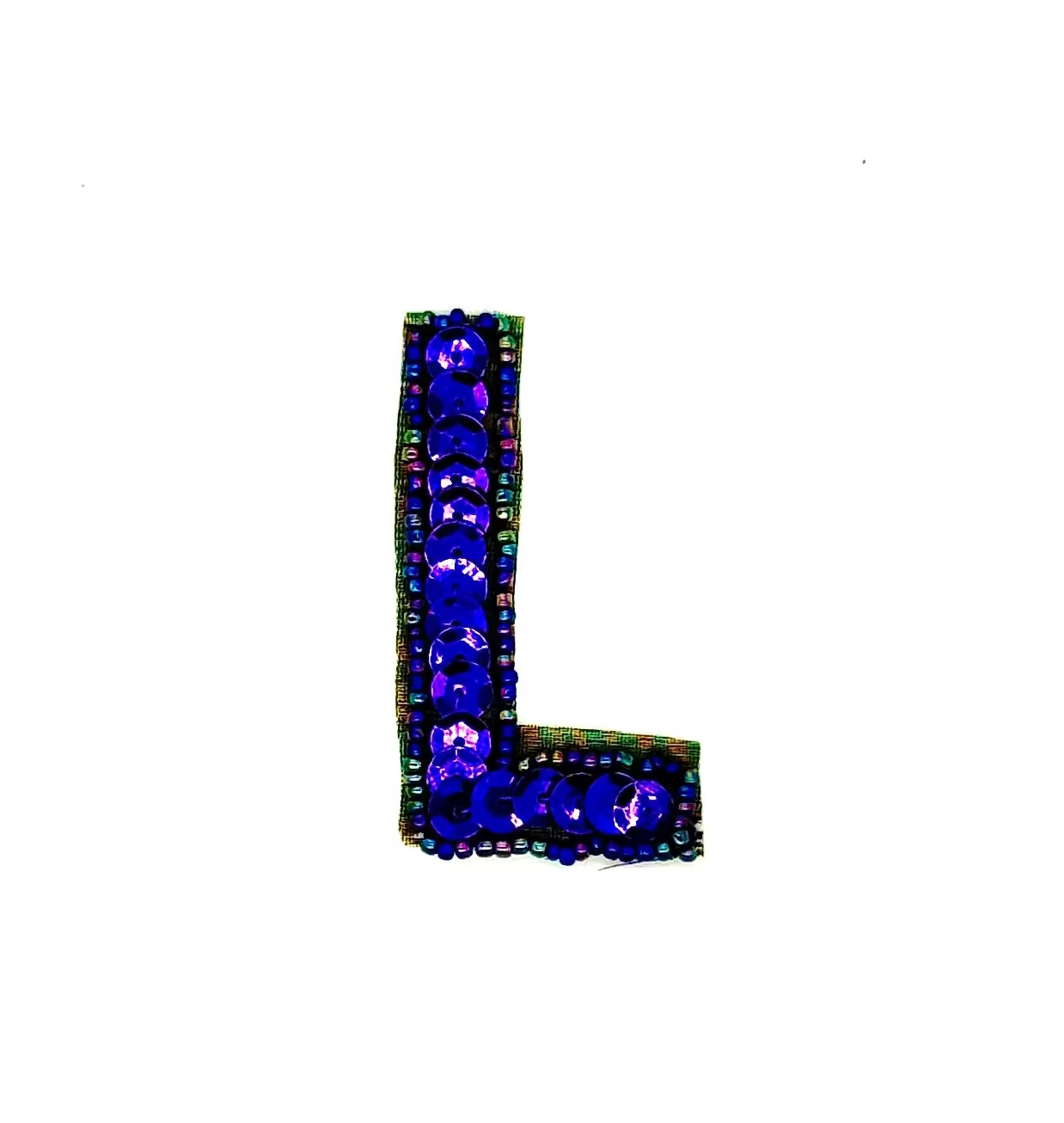 2.25" Letter Appliqué - Purple Sequin - Moonlight Beads - Choice of Letter H or L