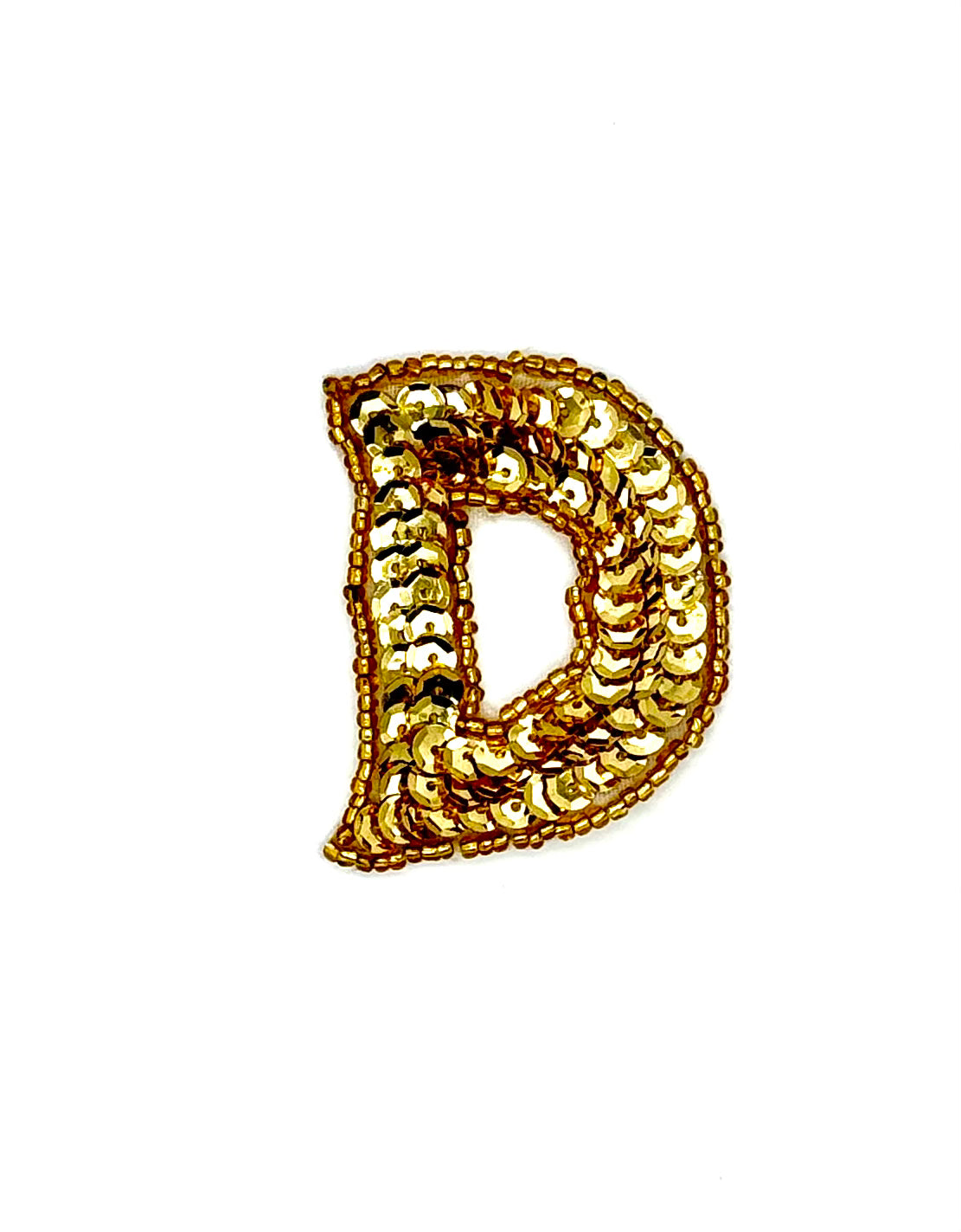 2” Letter D Appliqué - Gold Sequins/Beads