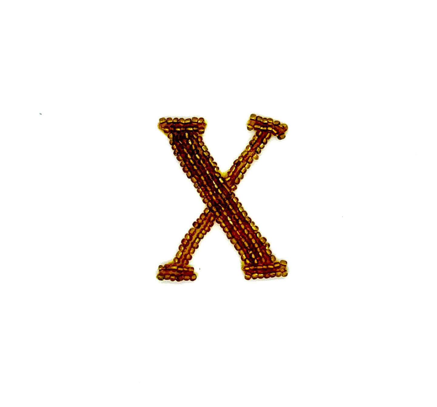 2” Letter X Appliqué - Gold Beads