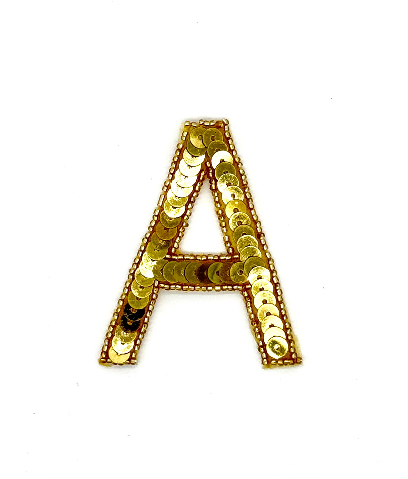 Aplique de letra A de 3" - Lentejuelas/Cuentas doradas