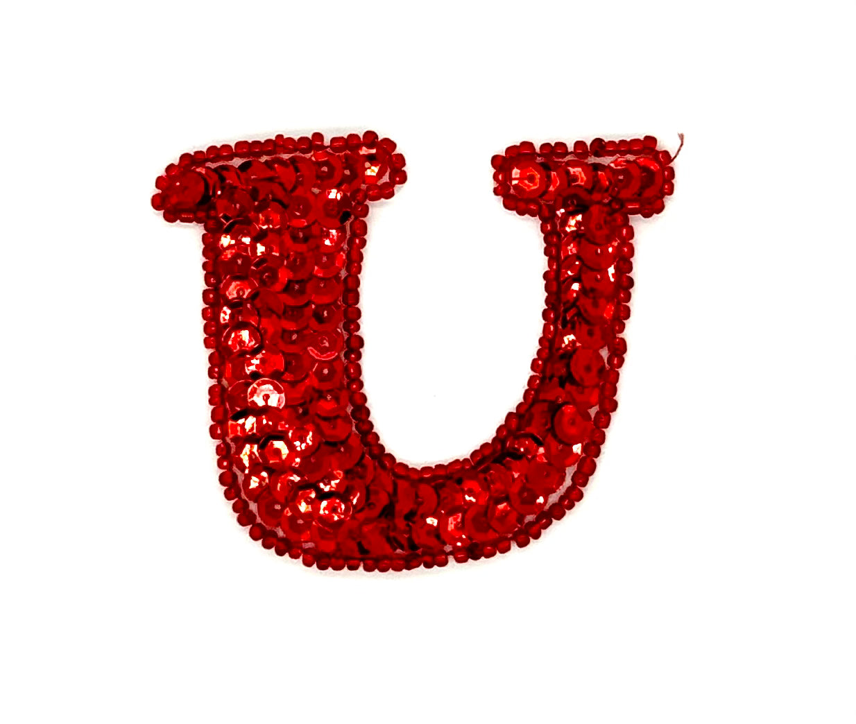 2.5” Letter U Appliqué - Red Sequins/Beads