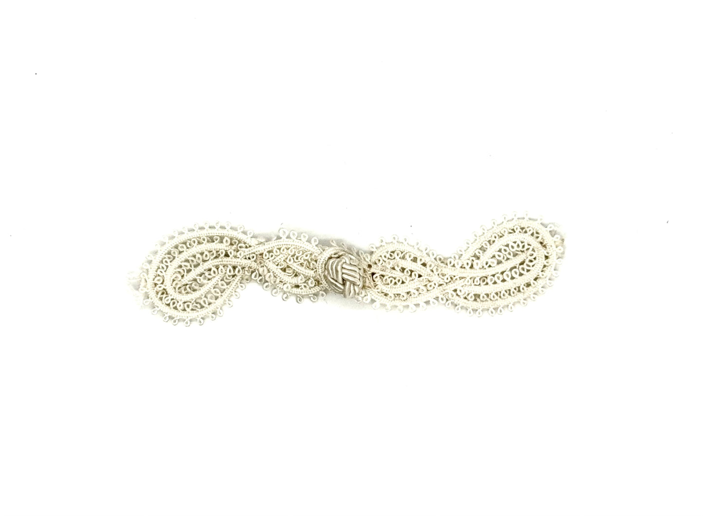 Cierre de Nudo de Rana - Encaje color Marfil 14 cm x 3,2 cm