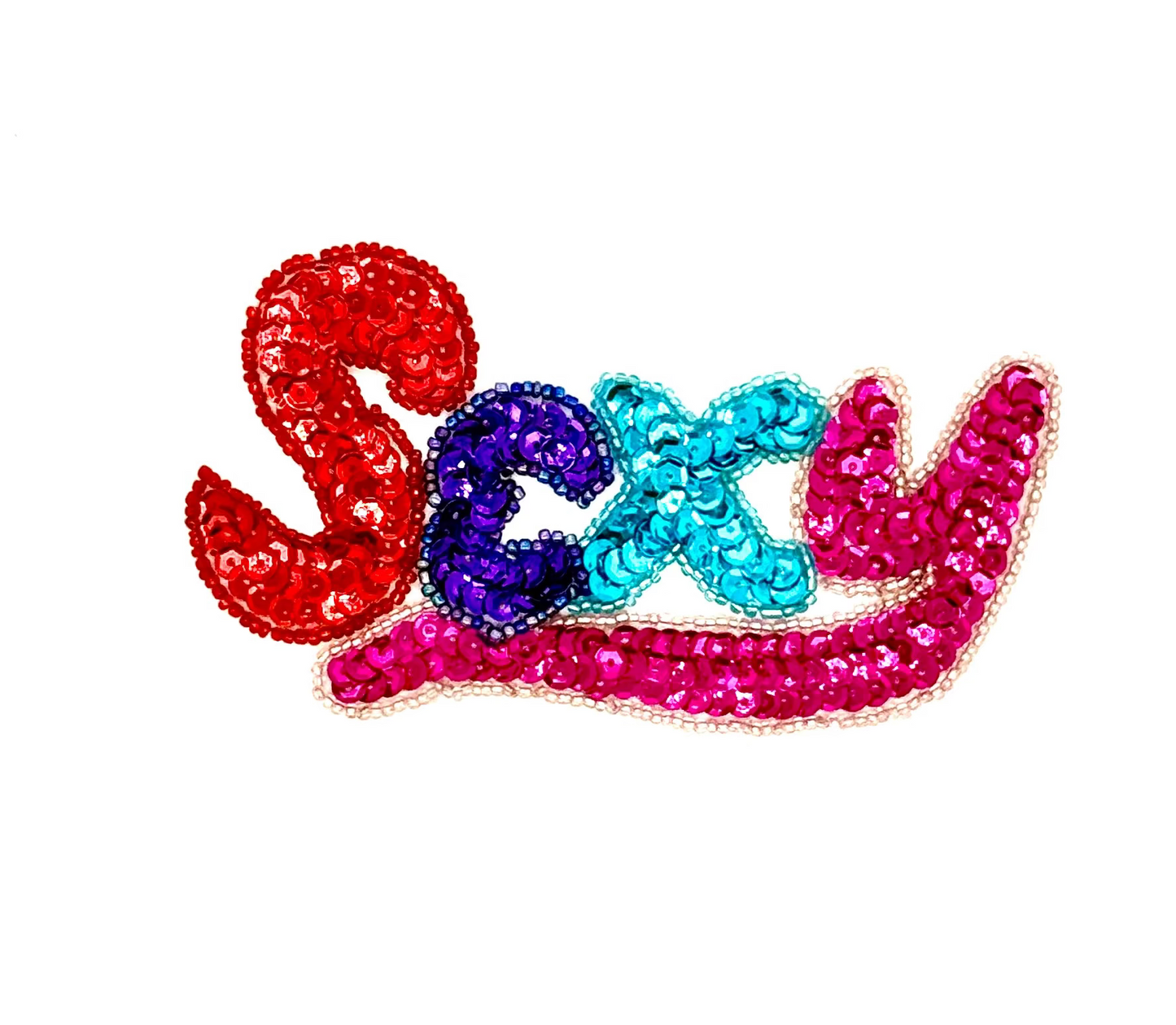 Letra "Sexy" - Lentejuelas/Cuentas Multicolor 4.75" x 3"