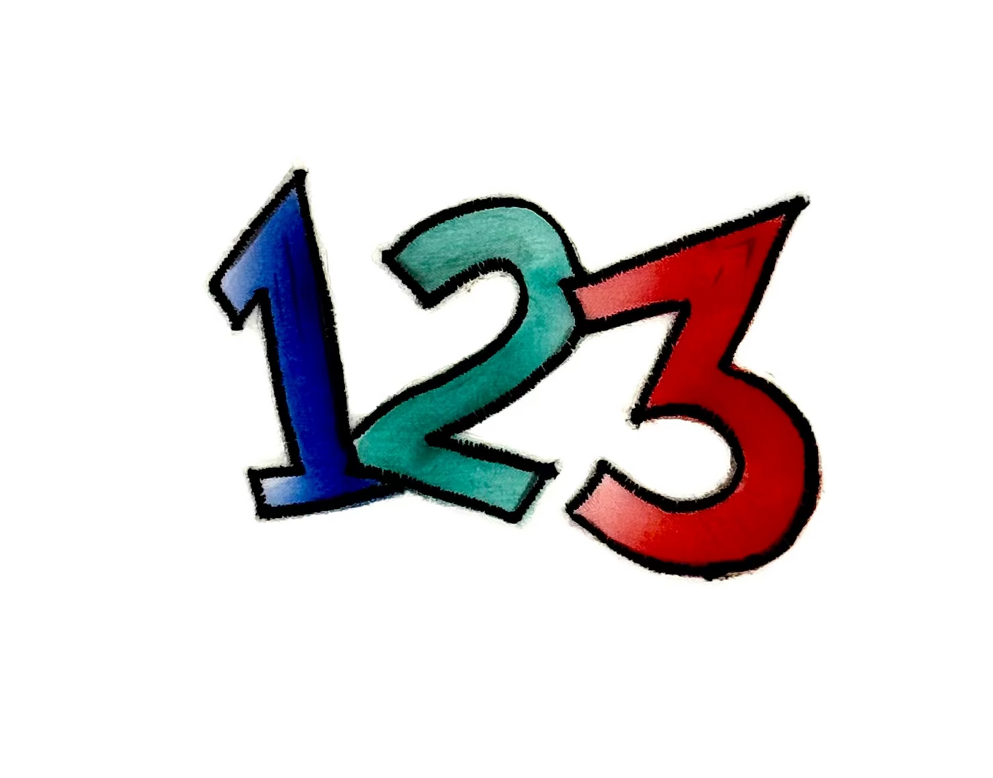 Números multicolor "123" - Bordados 3.25" x 2.25"