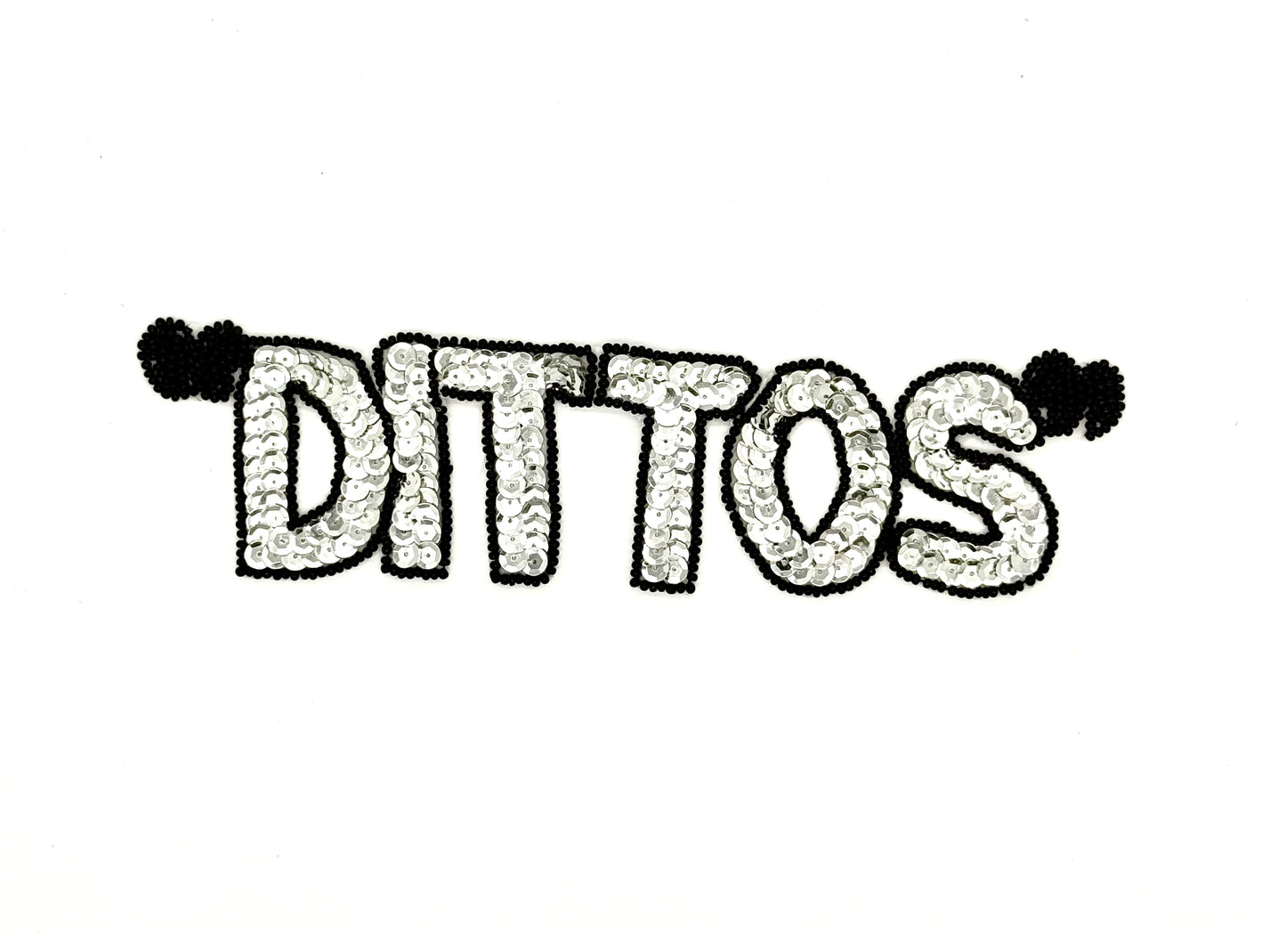 Word "DITTOS" Silver Sequins - Black Beads 8.5" x 2.25"