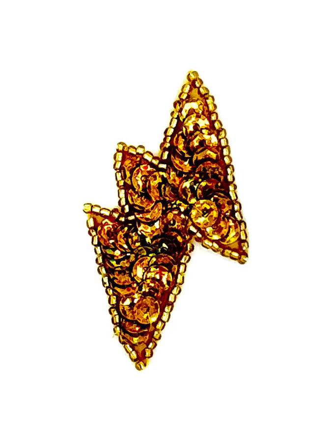 Aplicación Rayo - Lentejuelas/Cuentas Doradas 2.25" x 1.25"