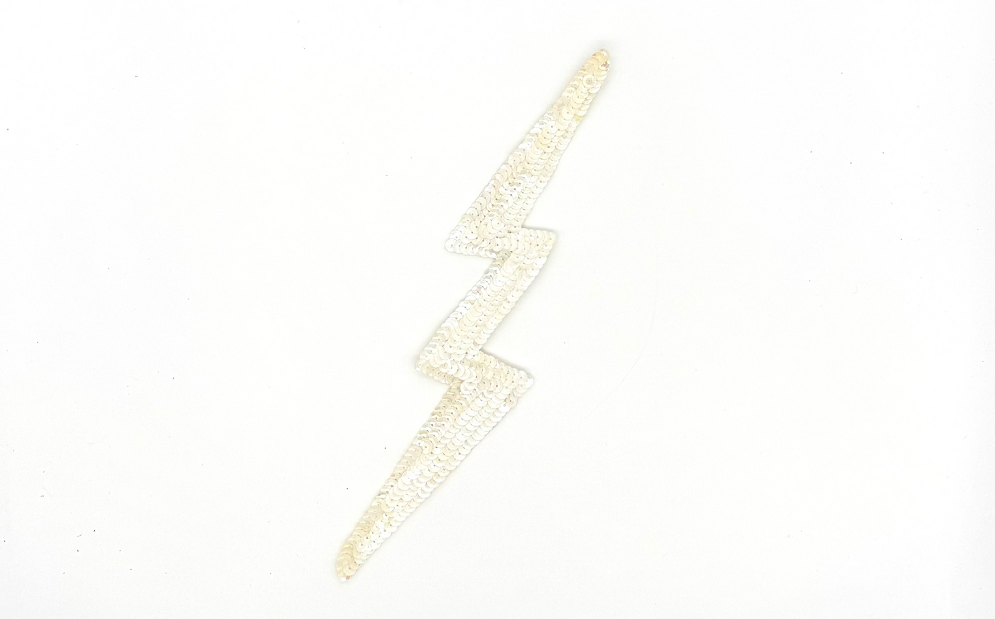 Lightning Bolt Appliqué - Iridescent Ivory Sequins 11" x 2"