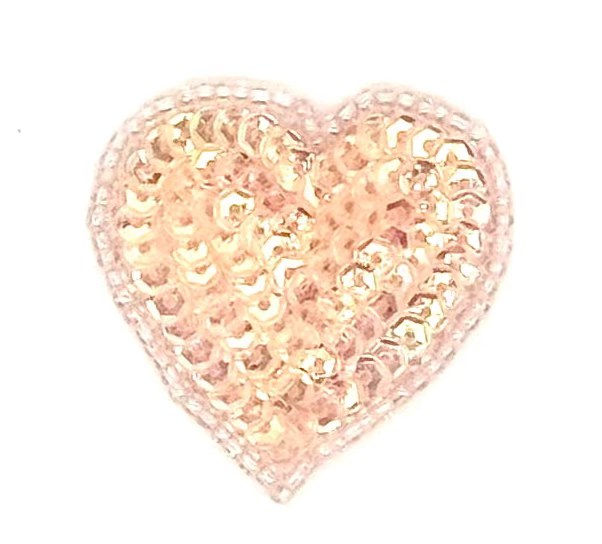 Heart Appliqué - Choice of Pink Color Sequins/Beads 1.5" x 1.5”