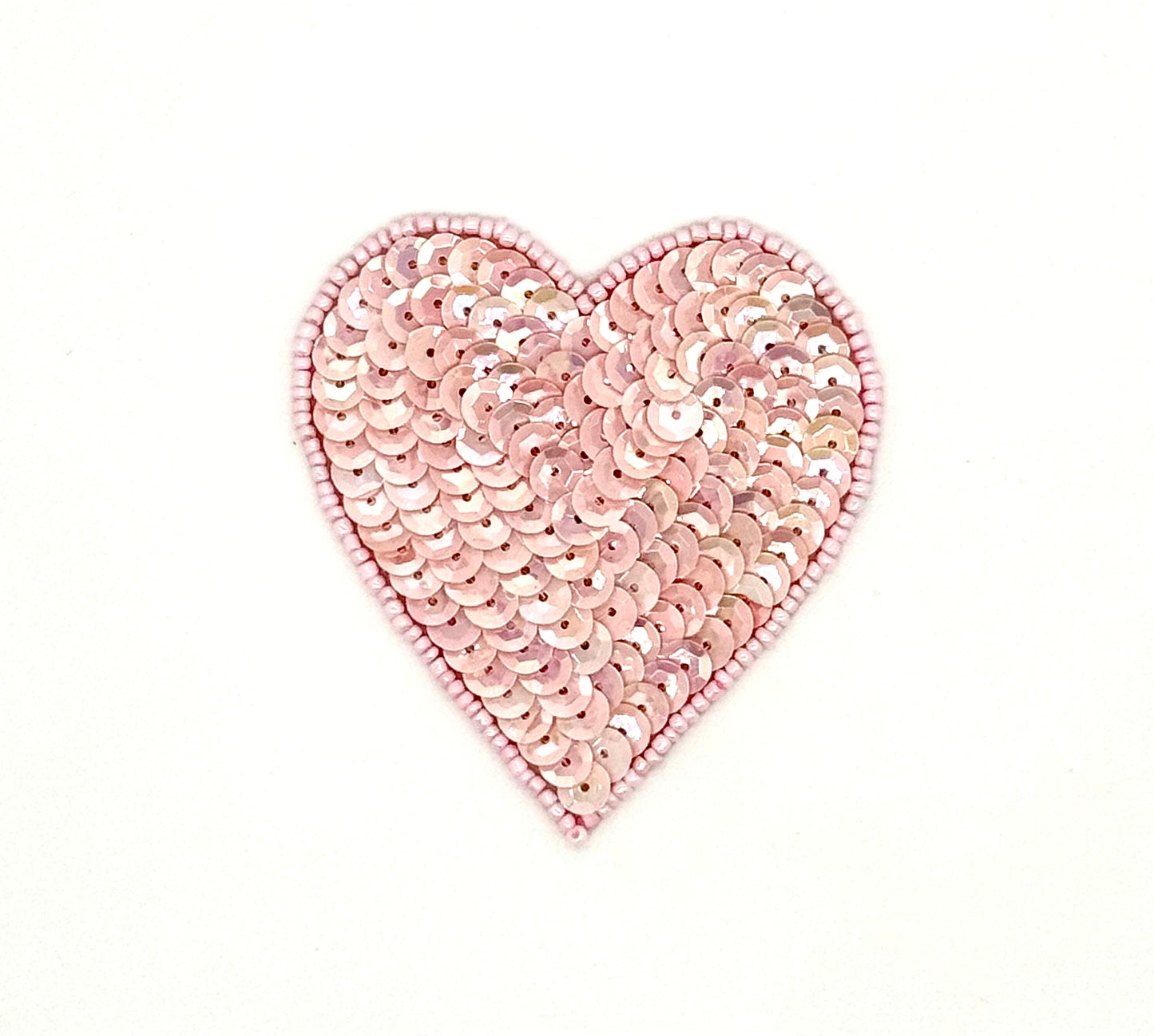 Heart Appliqué - Iridescent Pink Sequins/Beads 3” x 2.75”