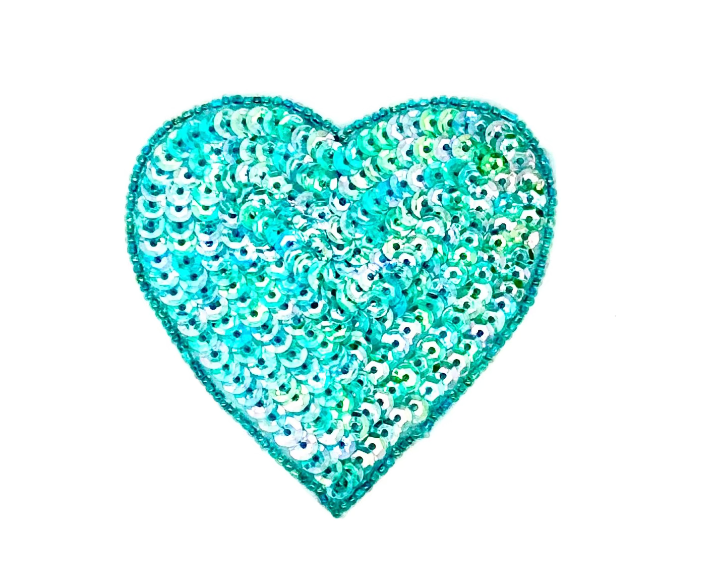 Aplicación de Corazón - Lentejuelas/Cuentas Iridiscentes Turquesa Claro 7.62 cm x 7.62 cm
