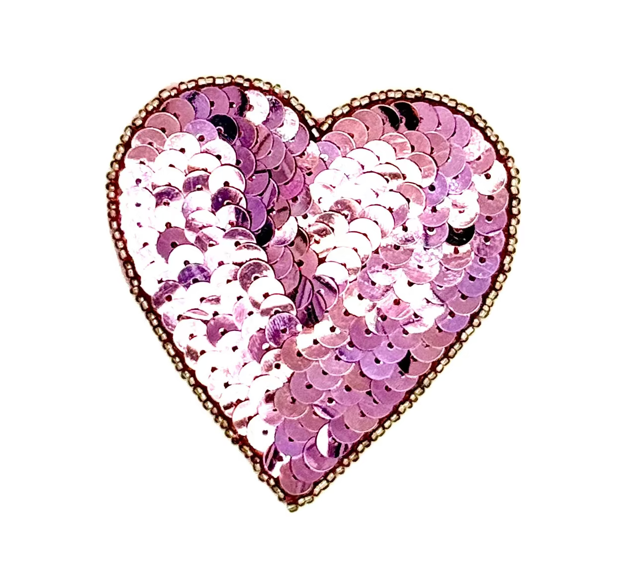Aplique de Corazón - Lentejuelas/Cuentas LILA 3" x 3"