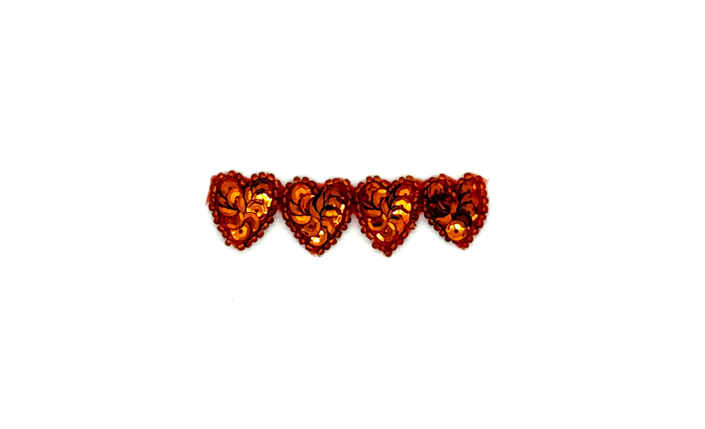 Aplicación de corazones - Juego de cuatro - Lentejuelas/Cuentas naranjas de 1,9 cm