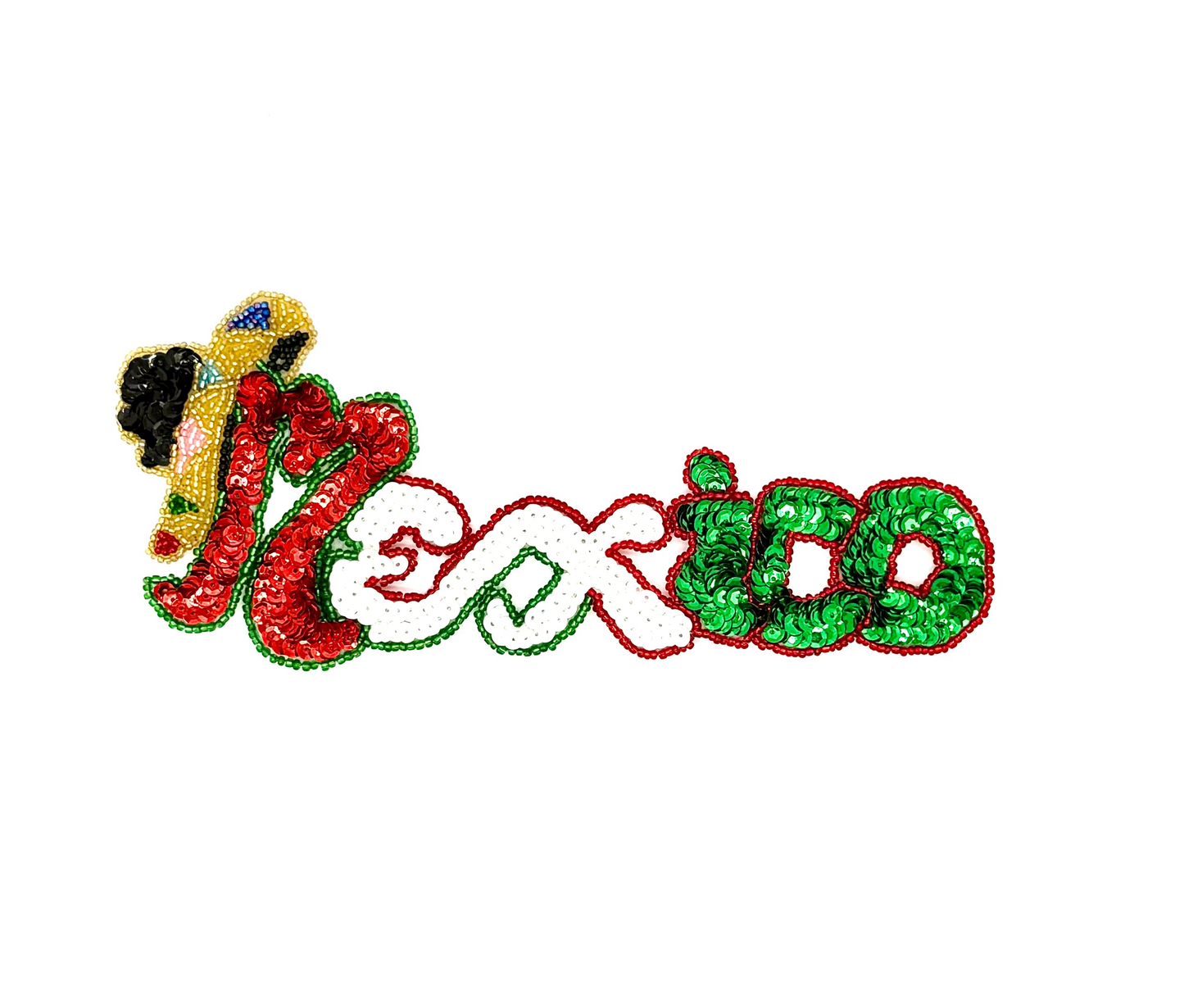 The Word “Mexico” - MultiColored Sequins/Beads - 8.5" x 3.5"