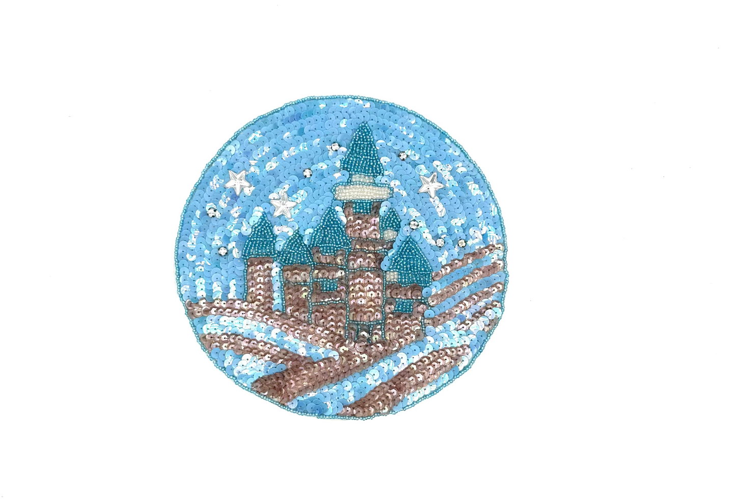 Castle Circular Patch - Choice of Color Sequins - Beads - Rhinestones - Gems - 8"