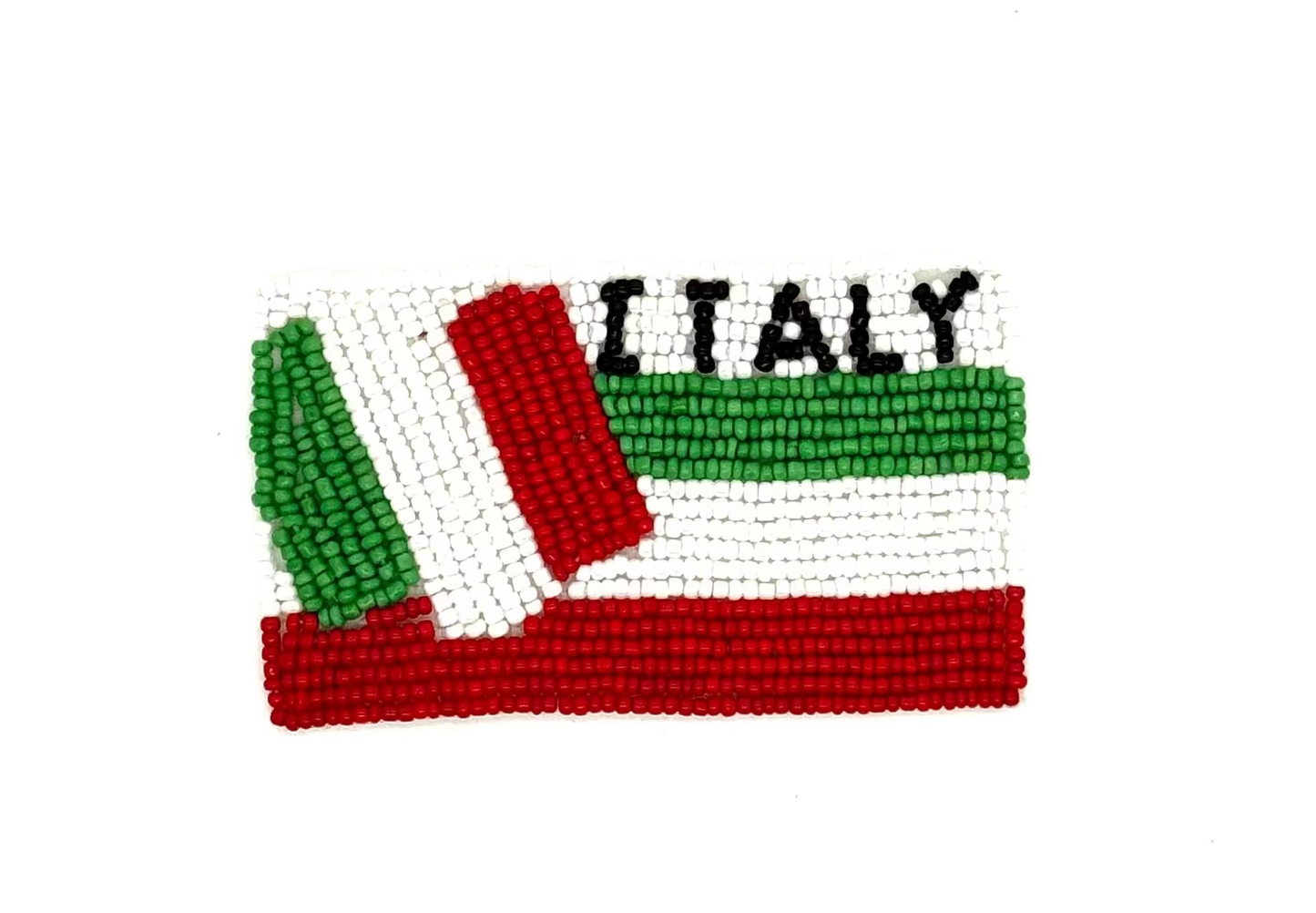 Italy Beaded Patch - Red/White/Green Italian Flag Colors 3.5" x 2"