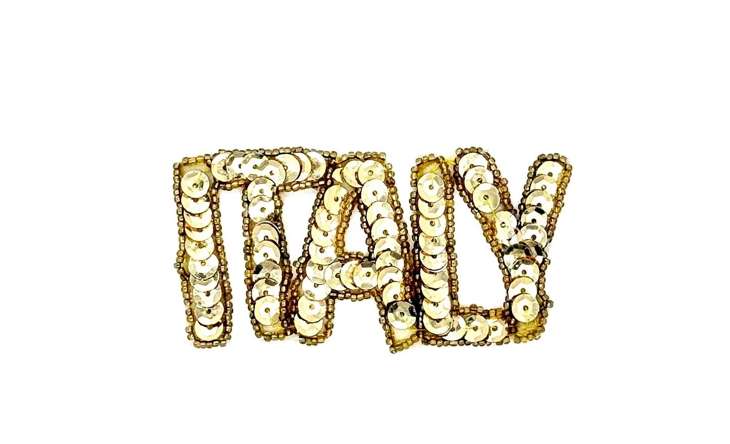 The Word "Italy" - Gold Sequins/Beads 4" x 2"