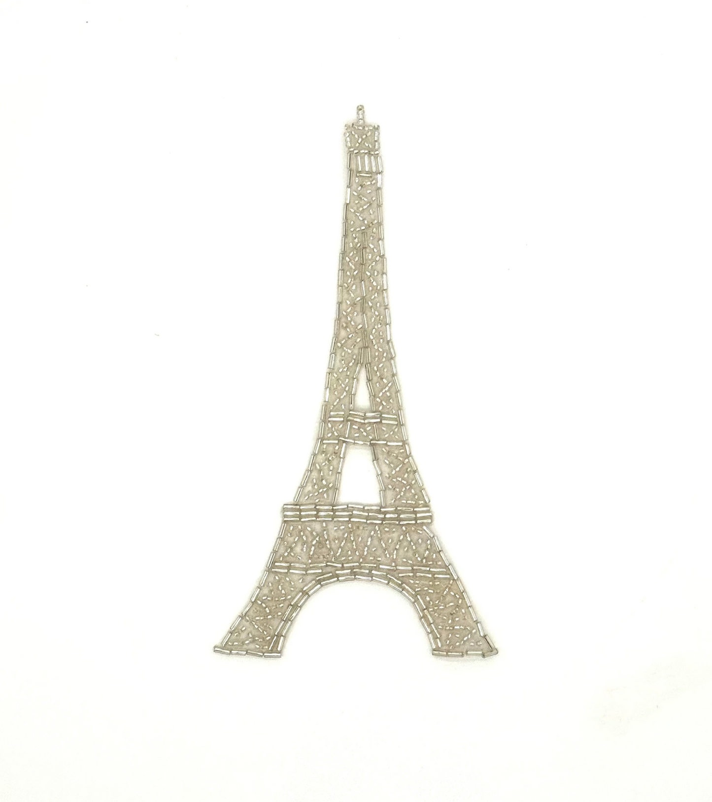 Torre Eiffel - Abalorios de Cristal Plateados 6.5" x 3"