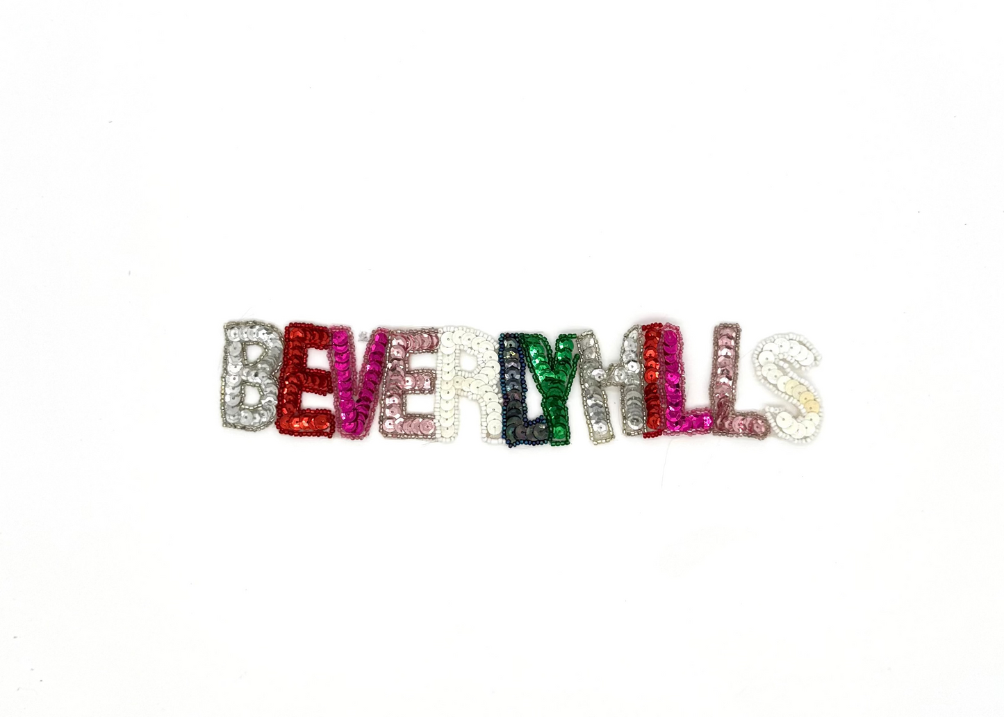 The Word “Beverly Hills” - Multicolored Sequins/Beads 10" x 2"