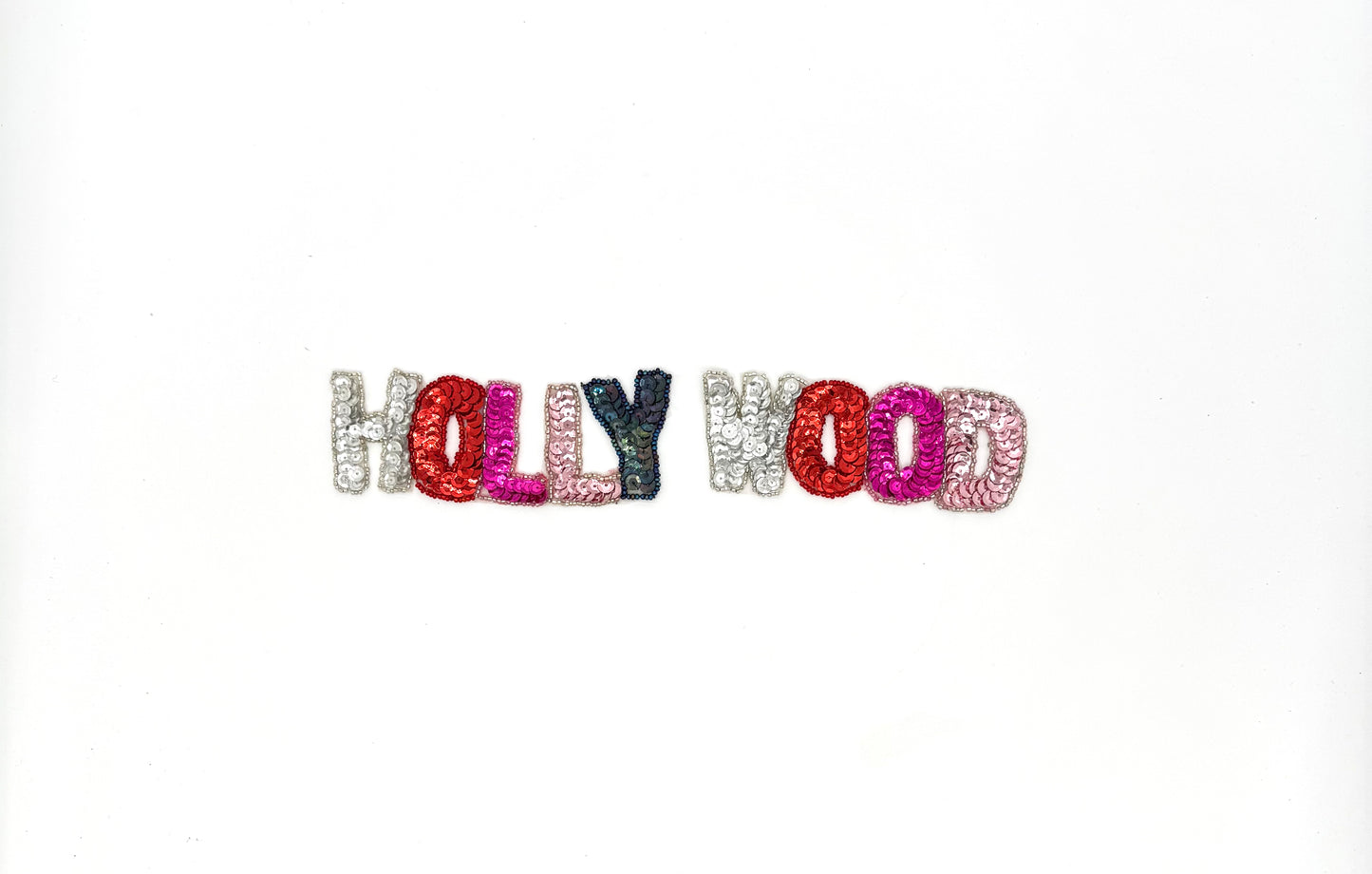 The Word “Hollywood” - Choice of Word Together or Seperated - Multicolored Sequins/Beads 10" x 2"