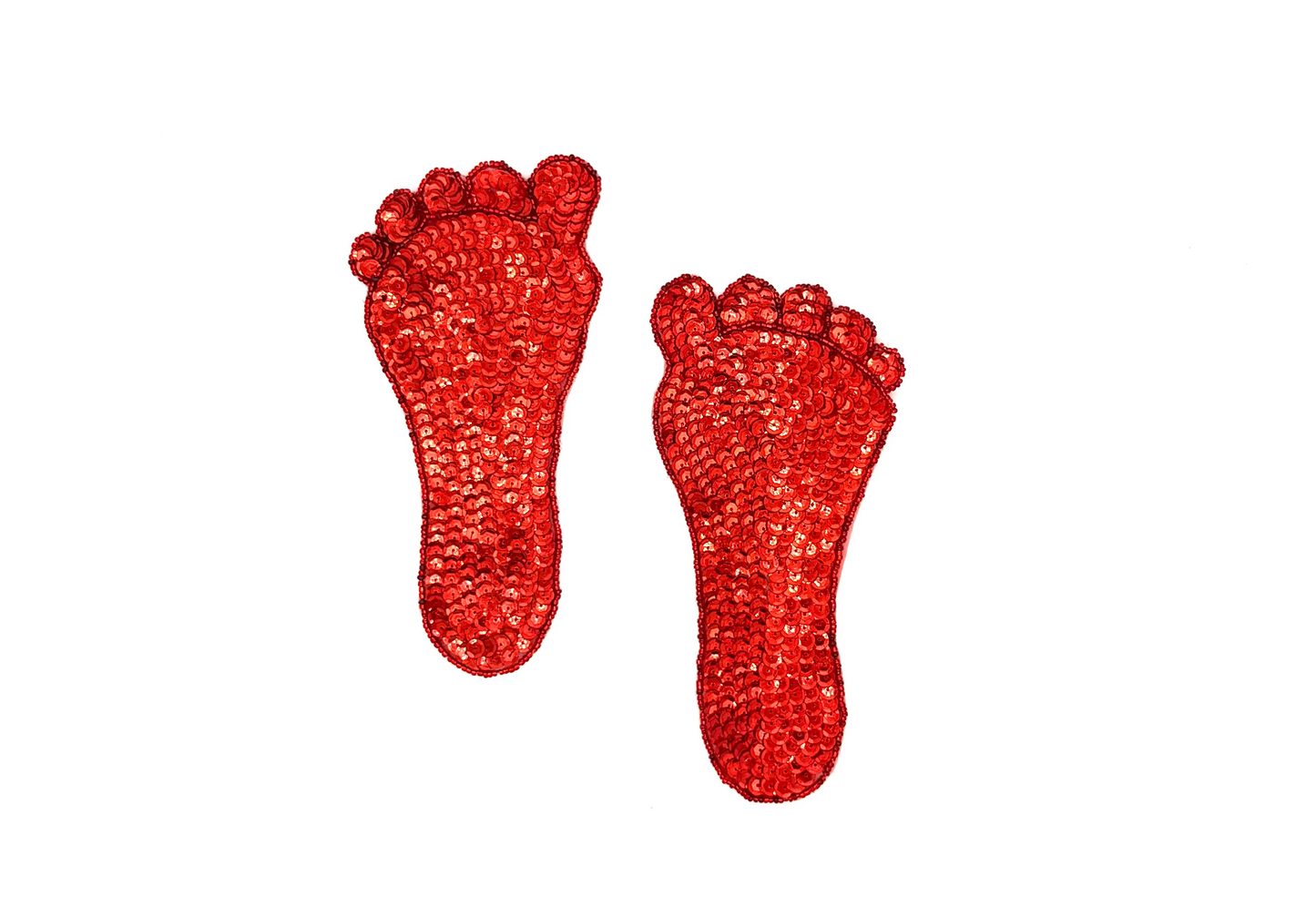Footprint Appliqué - Red Sequins/Glass Beads 7" x 3.25"