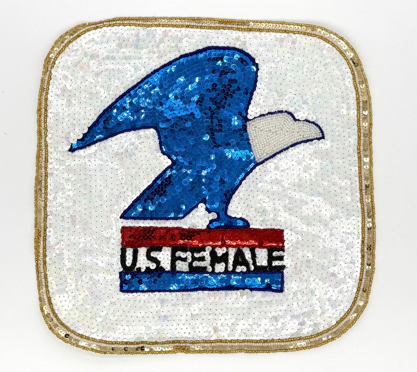 Eagle with "U.S. Female" Appliqué - Choice of White or Black Sequins - Multicolored Beads - 11" x 11”