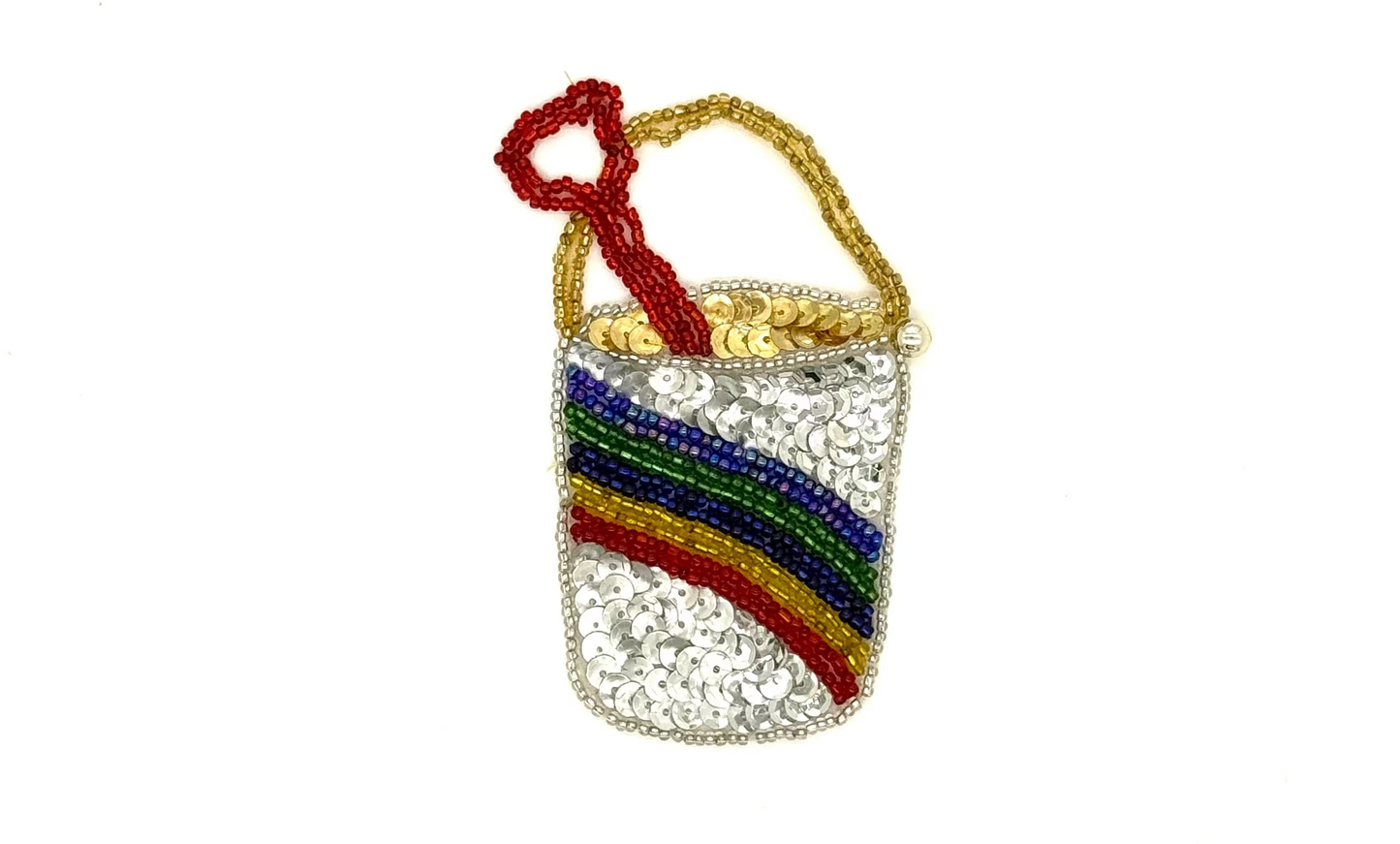 Beach Pail and Shovel Appliqué - Multicolored Sequins/Glass Beads 4" x 3"