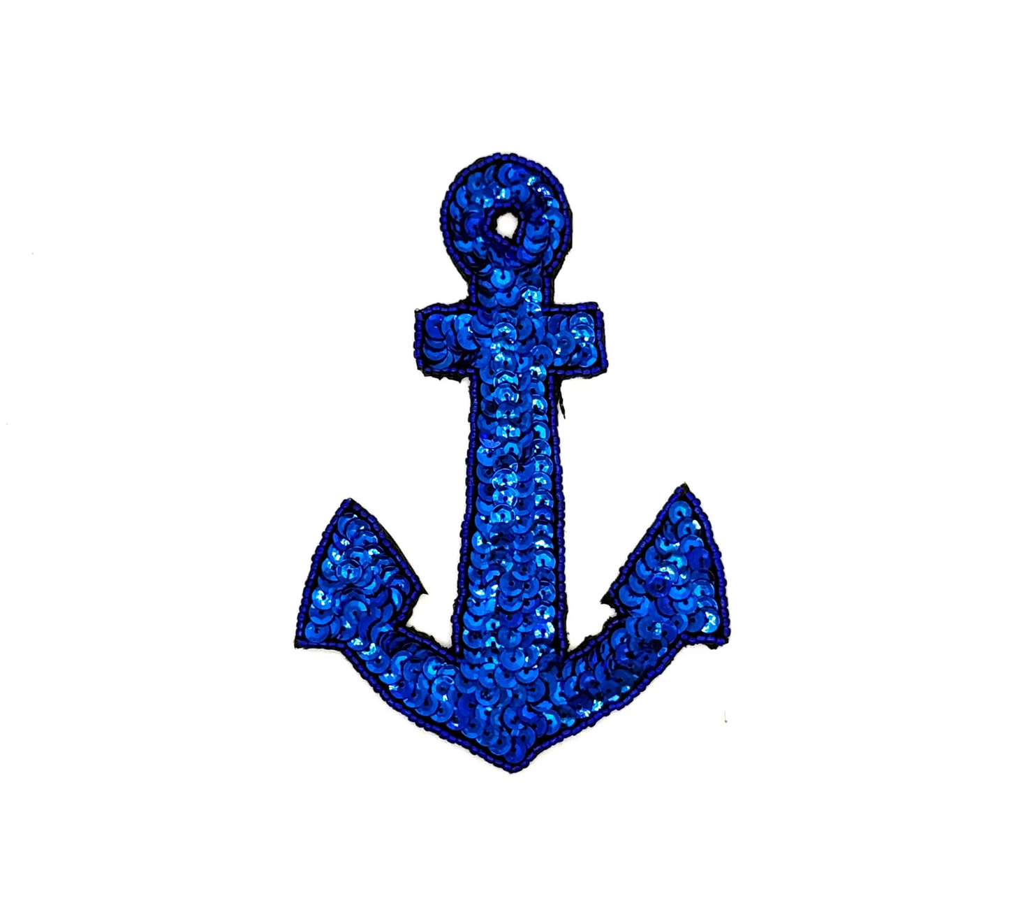 Ancla - Lentejuelas/Cuentas Azul Royal - Grande 7.5" x 5.5"