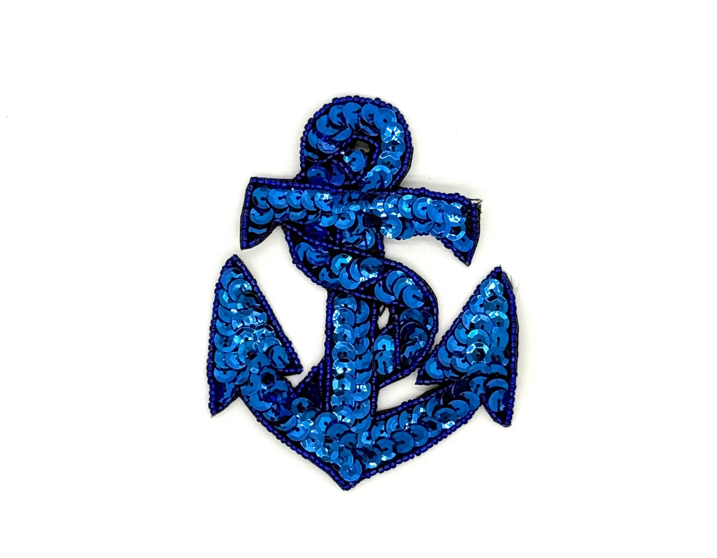 Anchor with Rope - Choice of Royal Blue or Blue Sequins Purple Beads 4.5" x 3.5"