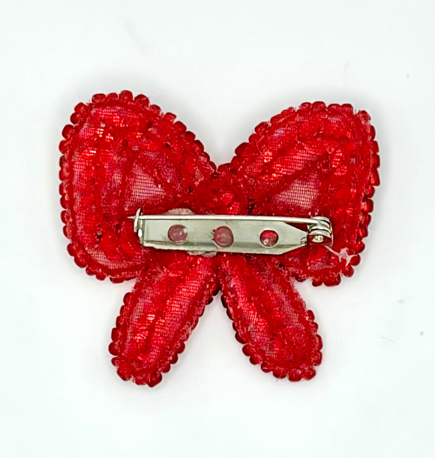 Moño - Lentejuelas Rojas y Cuentas de Cristal 4.45 cm x 3.81 cm