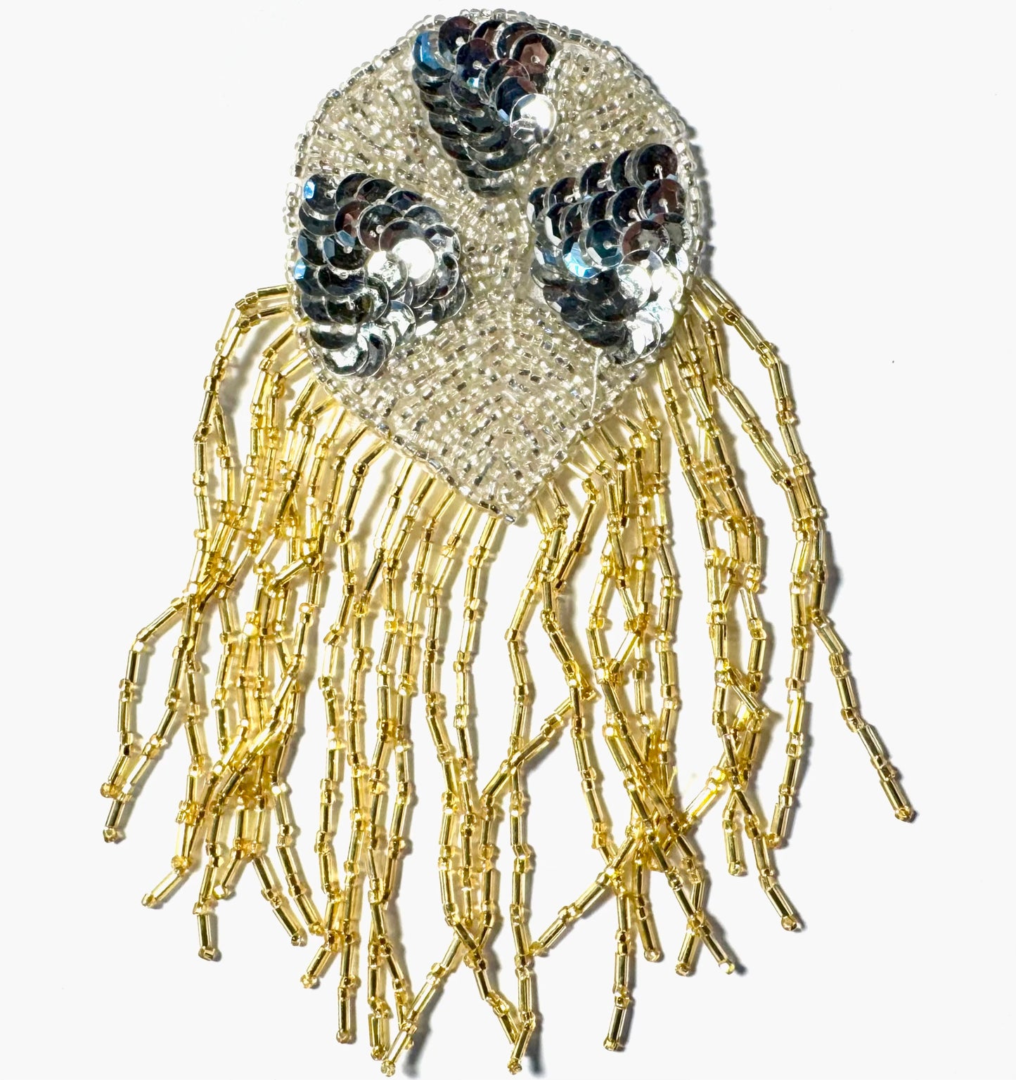 Epaulet with Silver and Gold Sequins and Beads 6" x 4"