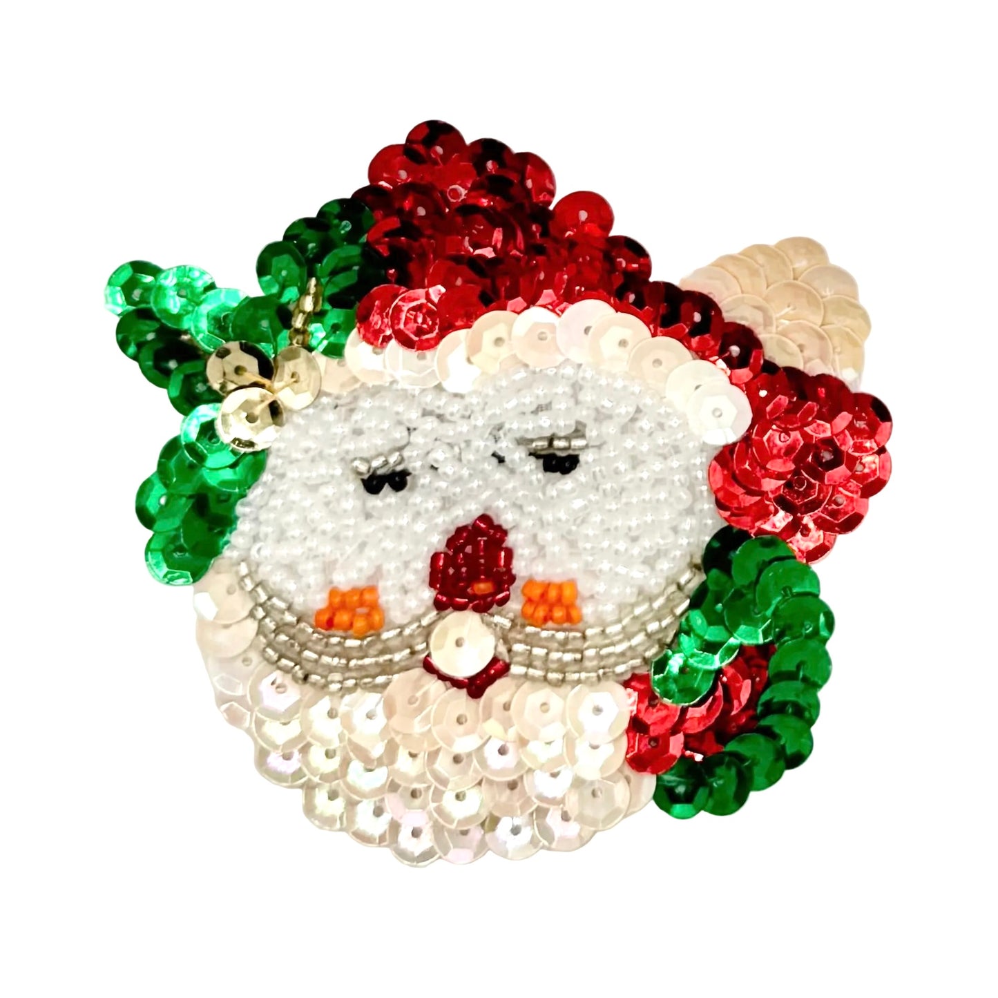 Cara de Papá Noel con lentejuelas multicolor 3" x 3.25"
