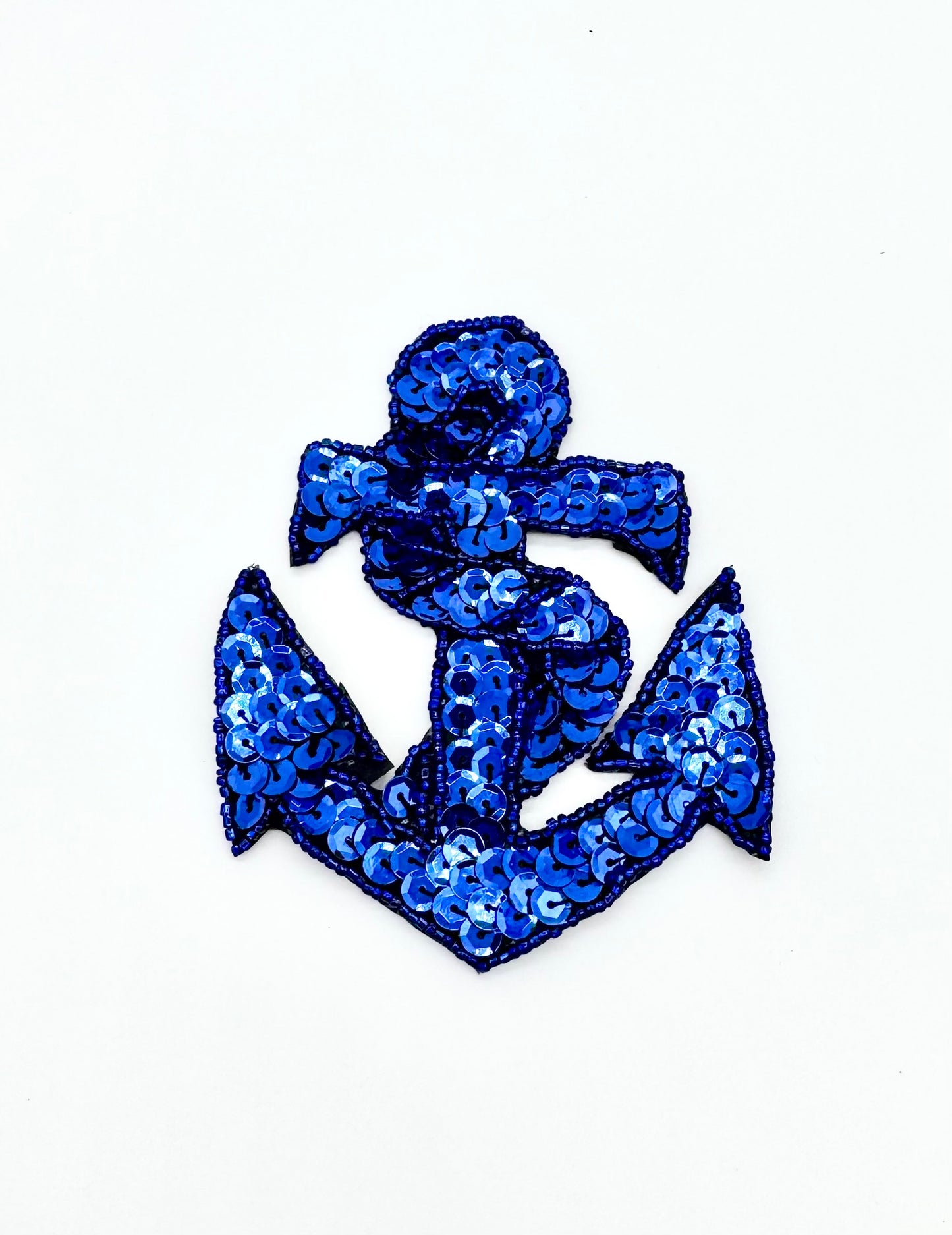 Anchor with Blue Sequins and Beads 4.5" x 3.5"