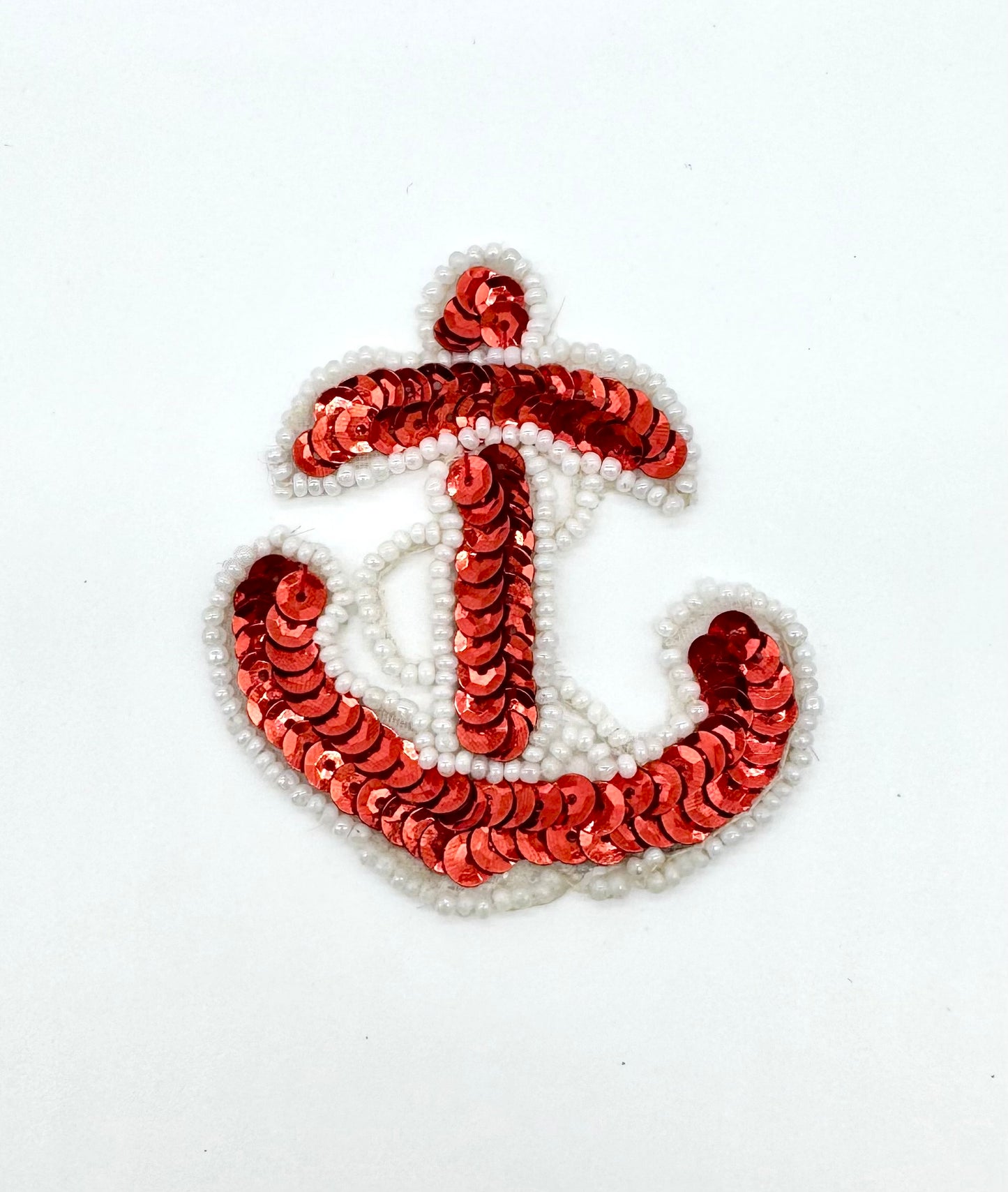 Anchor with Red Sequins and White Beads 2.5" x 2.5"