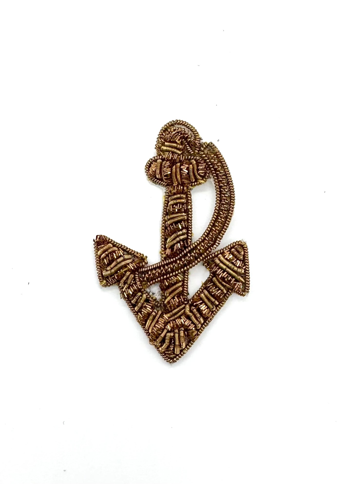 Bullion Anchor all Bronze and Gold Thread 2" x 1.5"