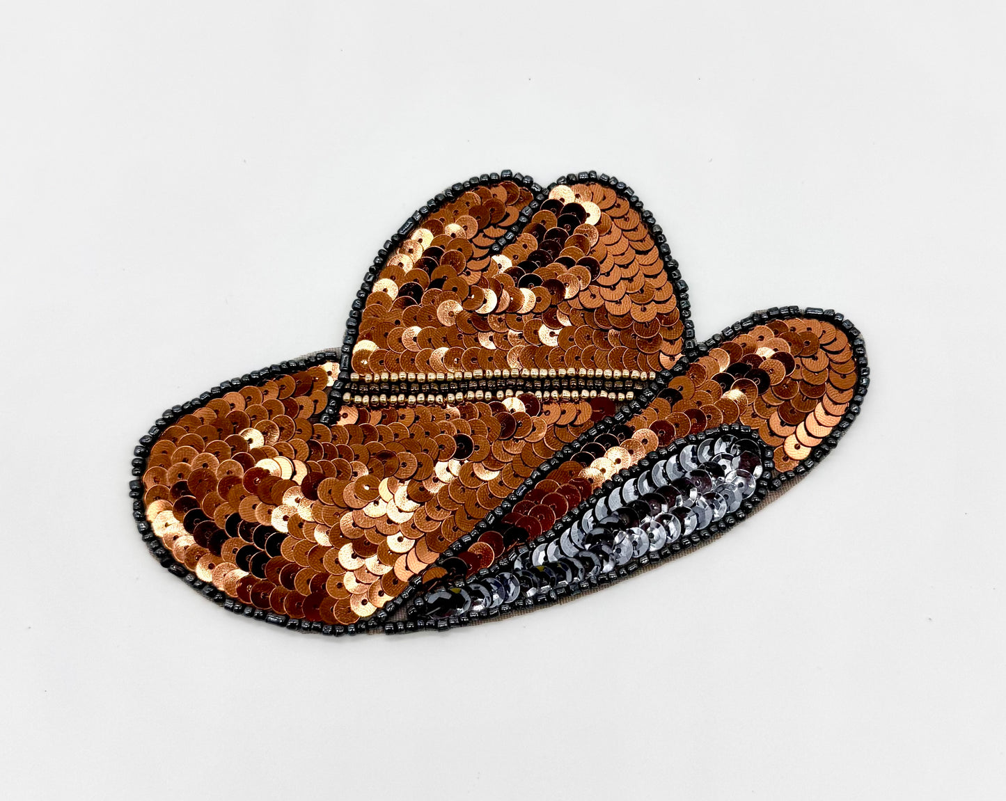 Sombrero de vaquero con lentejuelas de bronce 5.25" x 3.25"