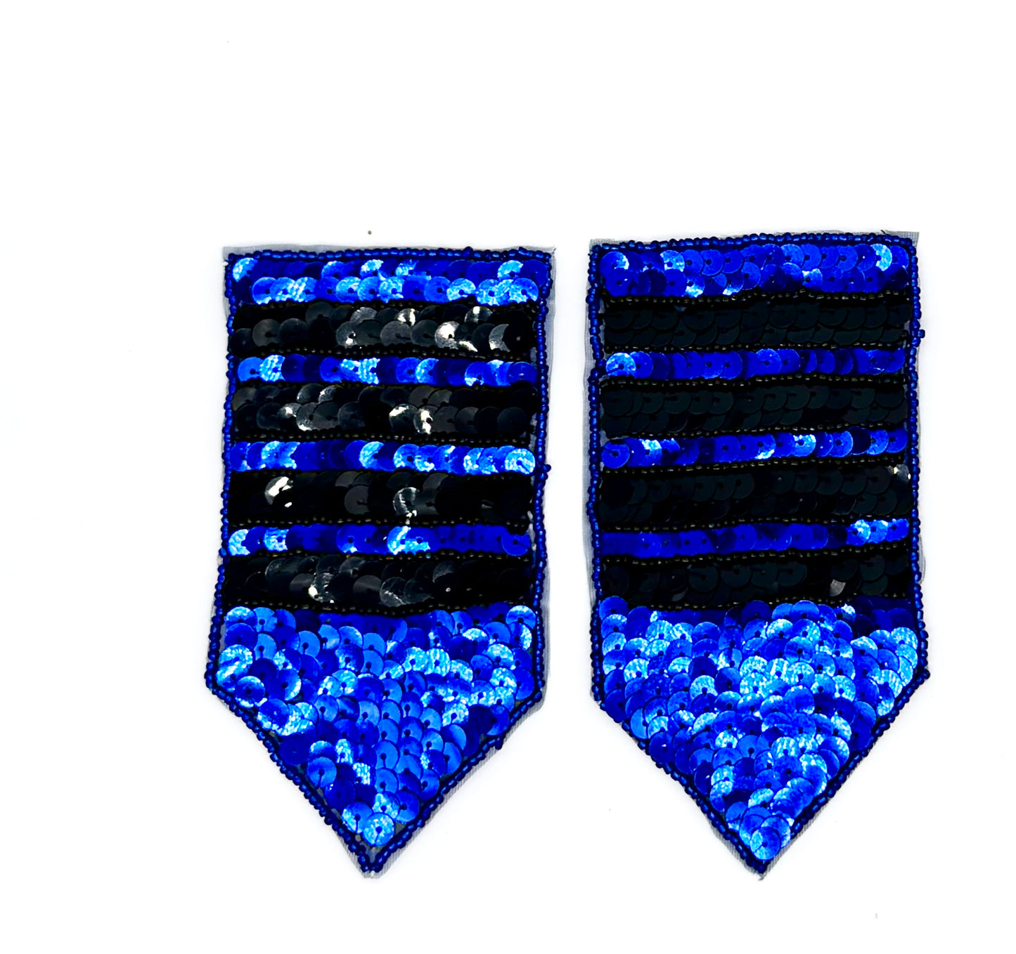 Choice of Color - Gold an d Black or Royal Blue and Black - Military Rank Style Epaulet Pair with Gold and Black Sequins and Beads, 5" x 2.75" (Size Each Side)