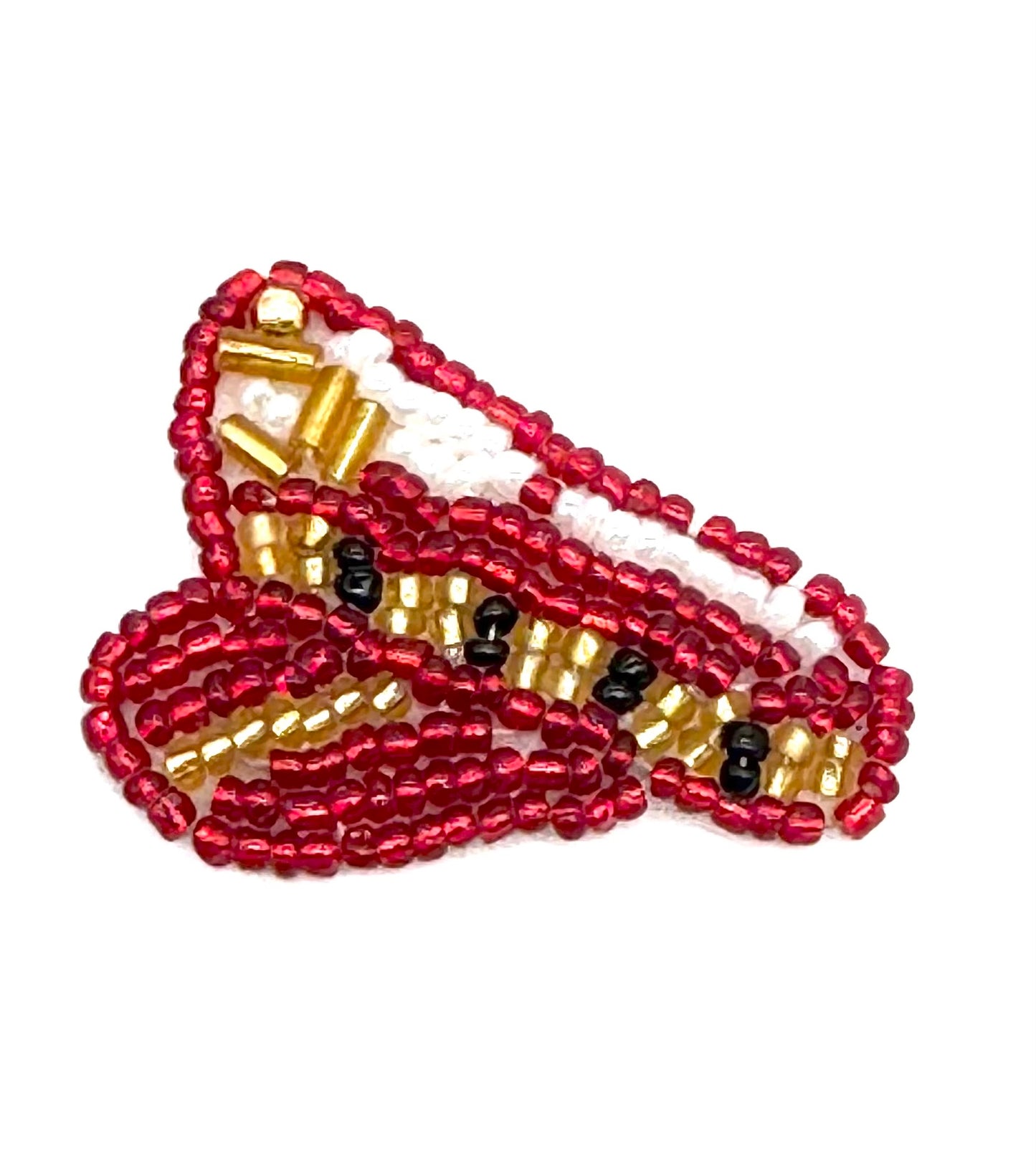 Captain's Hat with Red, White, Gold and Black Beads 1.5" x 1"