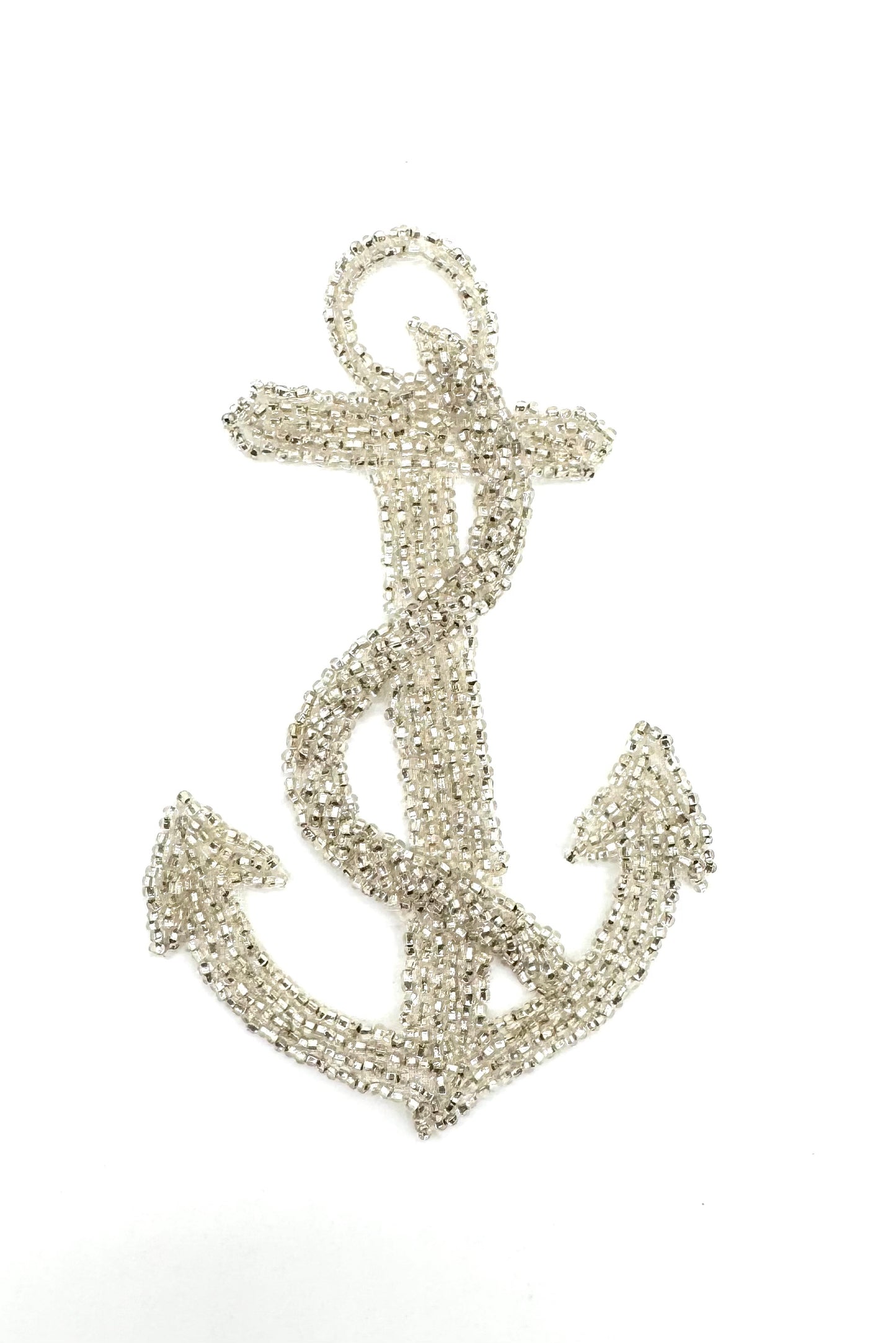 Vintage Anchor with Rope - Silver Beads - 5" x 3"