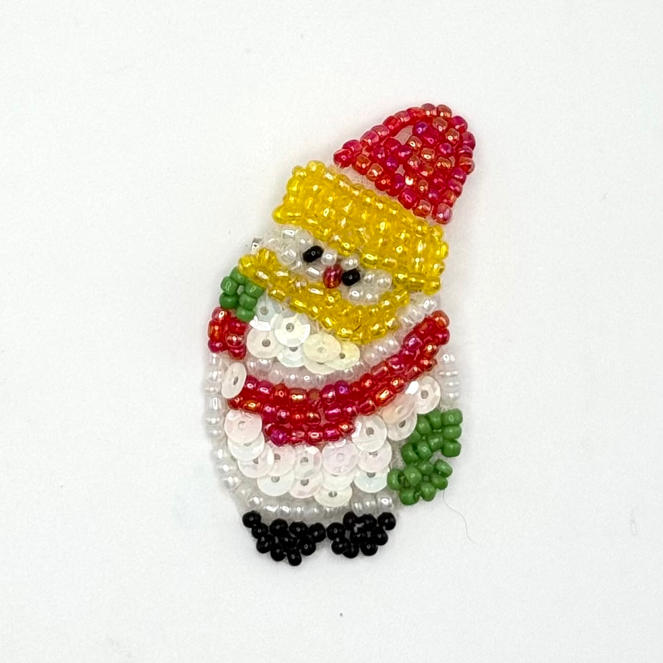 Choice of Color - Santa with Red Hat - Sequins and Glass Beads 2.25" x 1.25"