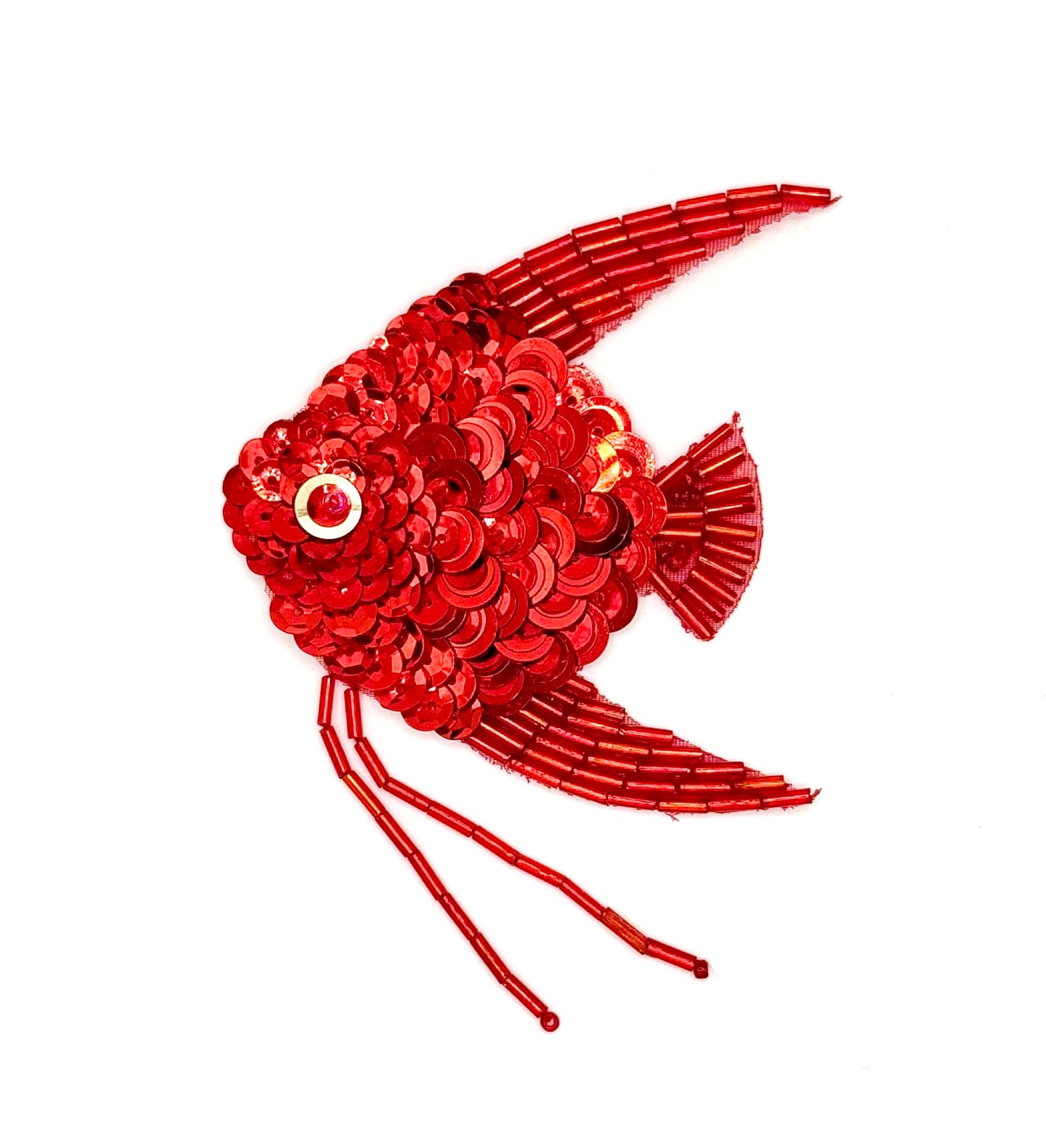 Fish with Red Sequins and Beads 4" x 3"