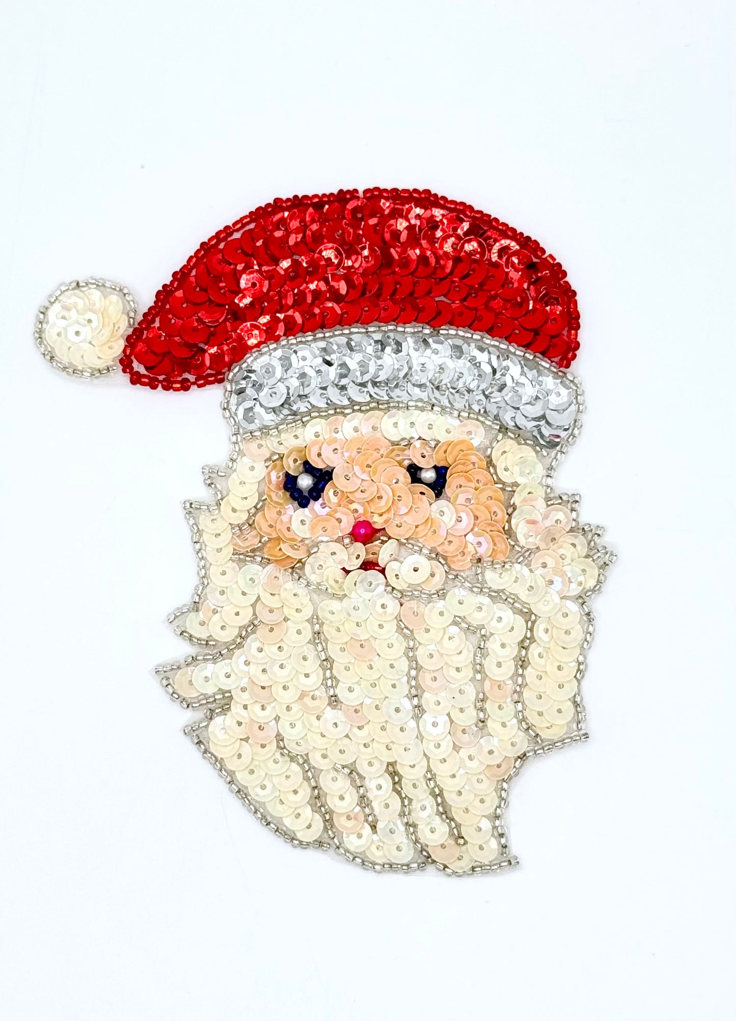 Santa with Red Sequin Hat Choice of Color 4.75” x 3.75”