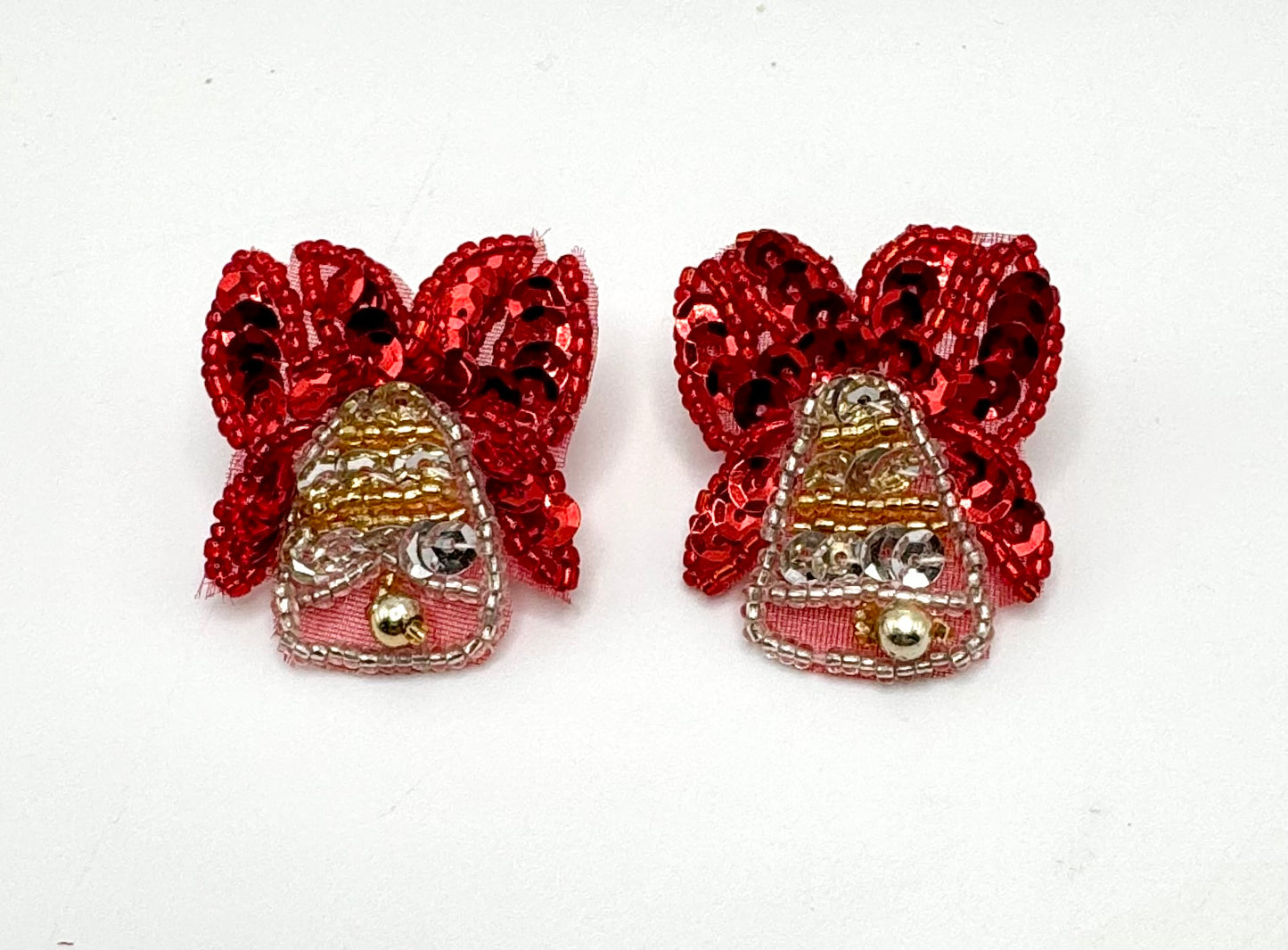 Christmas Bells with Red Bows and Little Bells 1.5" X 1.25"