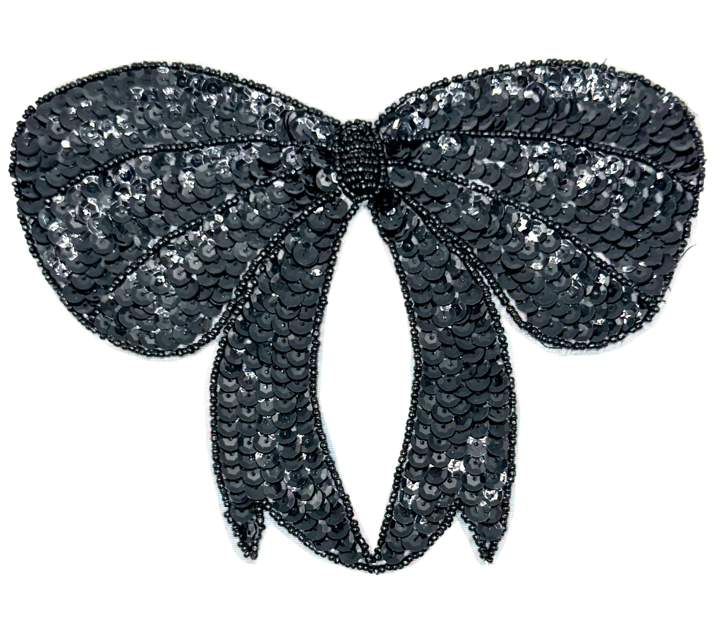 Bow with Black Sequins and Beads 7.75" x 5.75"