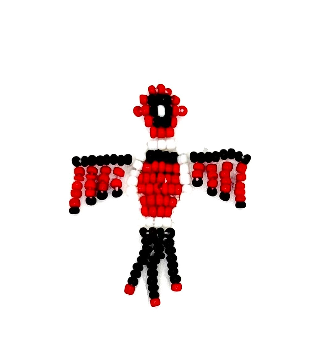 Beaded Phoenix - Red, Black and White Beads - 1.75" x 1.5"