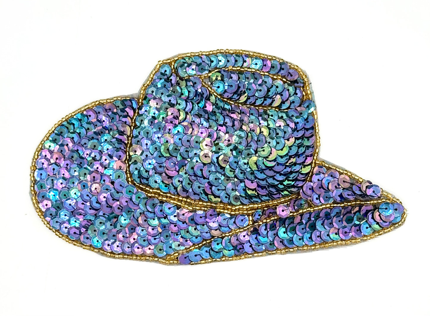 Sequined cowboy hat with a white background